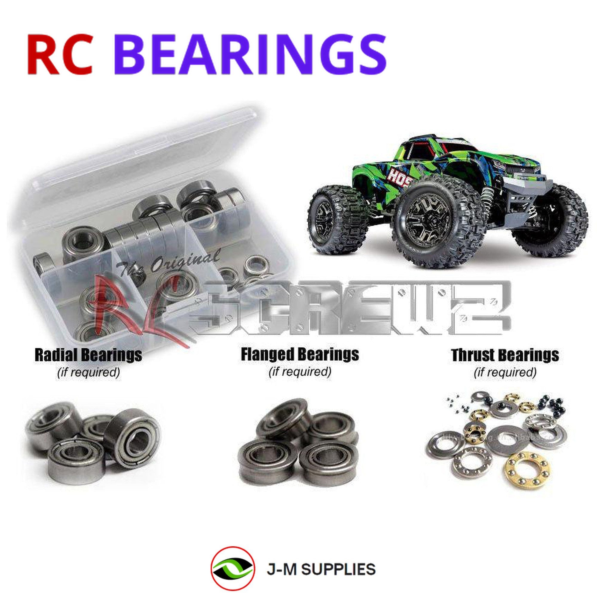 RCScrewZ Metal Shielded Bearing Kit tra097b for Traxxas Hoss VXL 4x4 #90076-4 - Picture 1 of 12