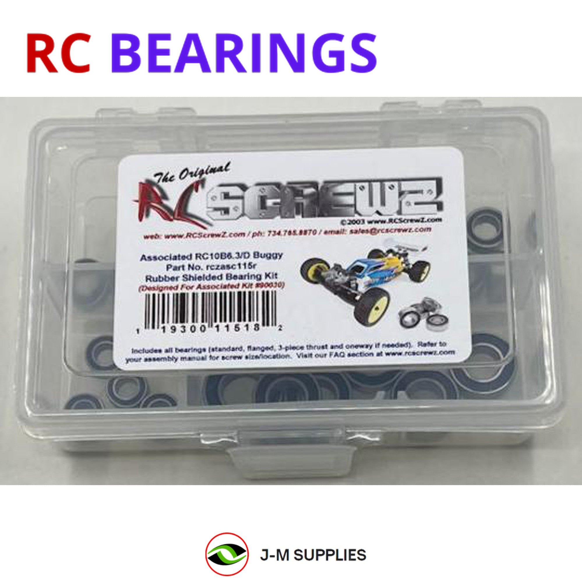 RCScrewZ Rubber Shielded Bearing Kit asc115r for Associated RC10B6.3/D #90030 - Picture 1 of 12