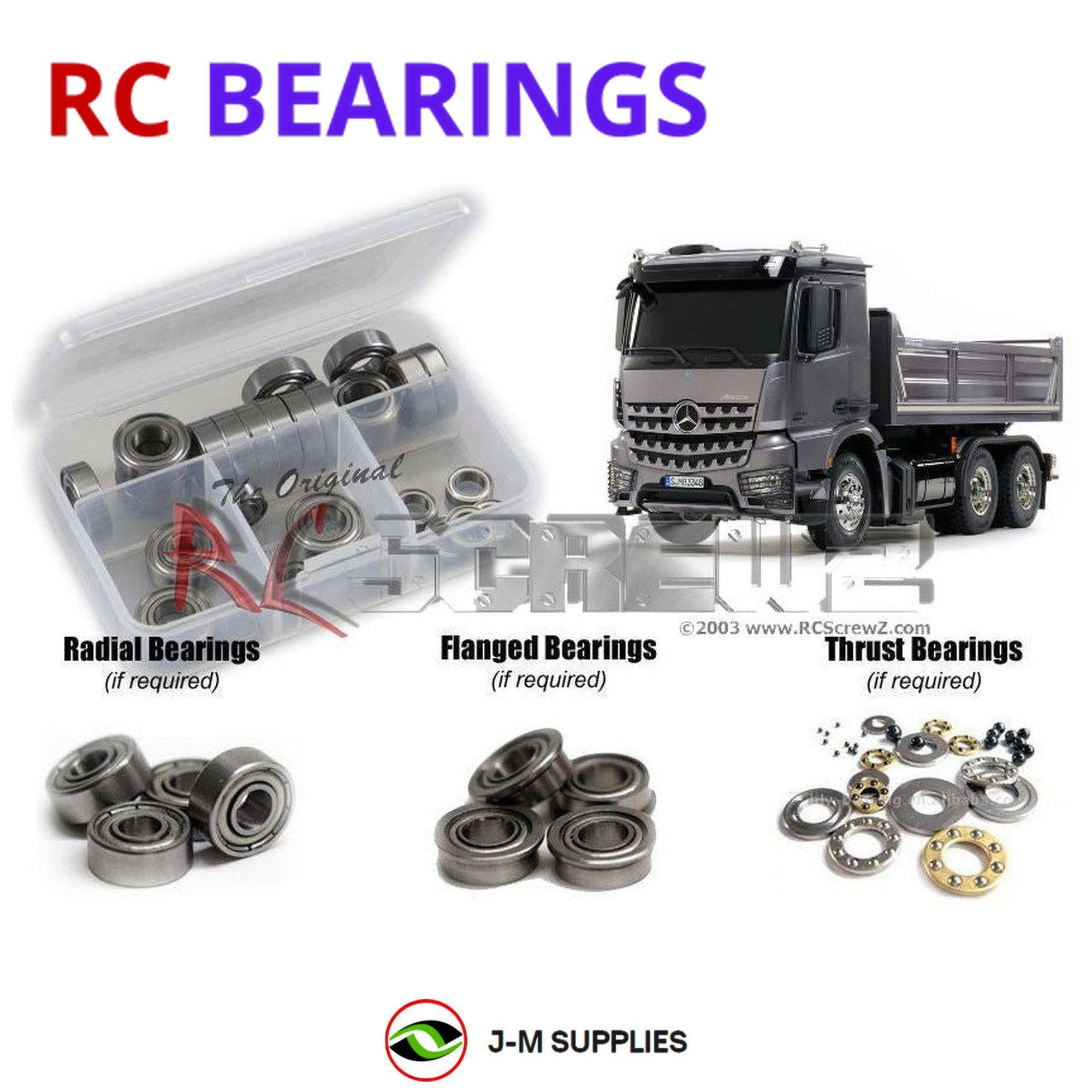 RCScrewZ Metal Shielded Bearing Kit tam225b for Tamiya Mercedes AROCS 6x4 #56357 - Picture 1 of 12