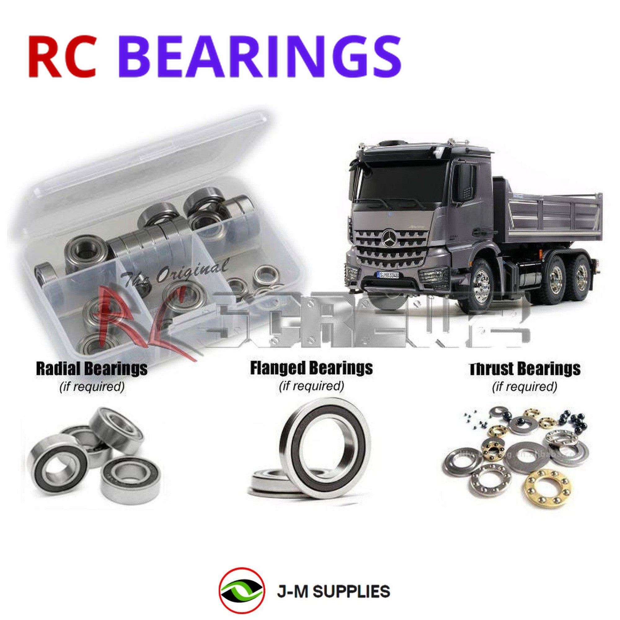 RCScrewZ Rubber Shielded Bearing Kit tam225r for Tamiya Mercedes AROCS 6x4 56357 - Picture 1 of 12