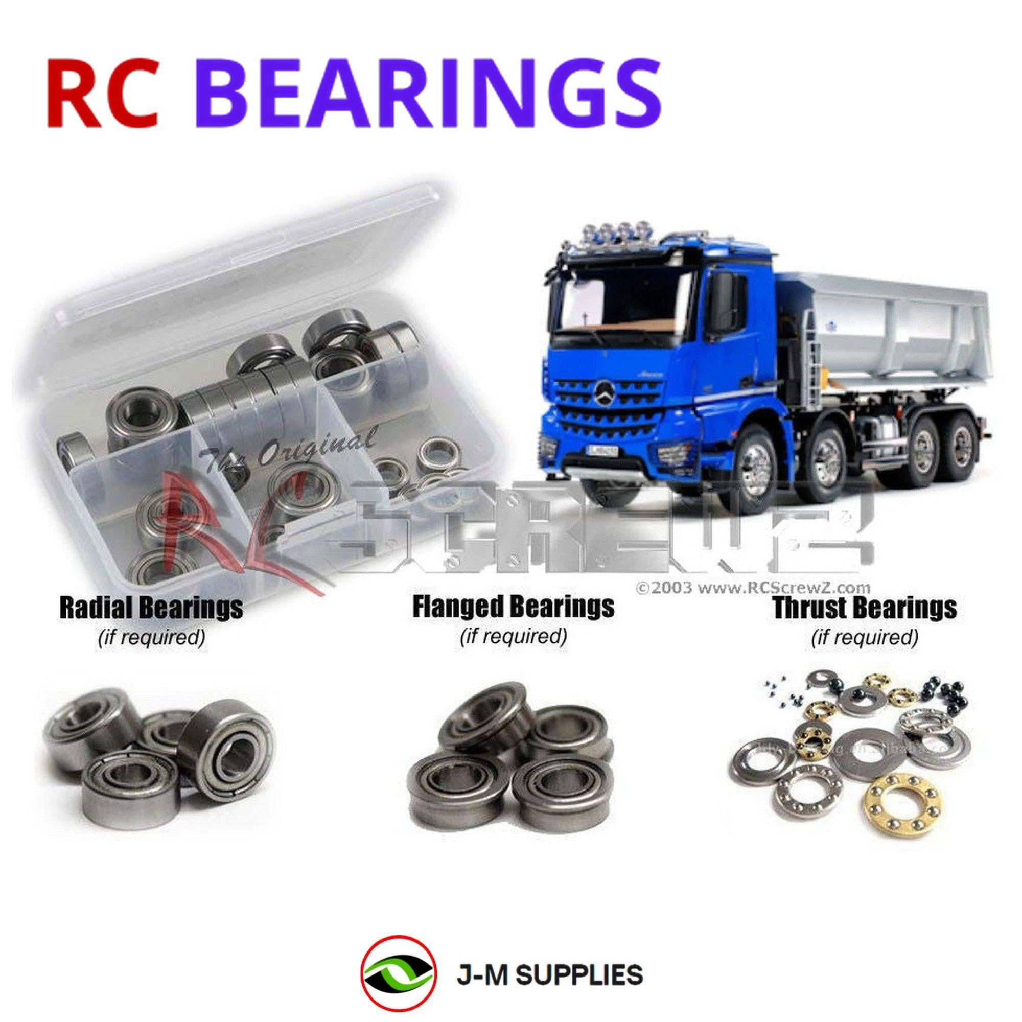 RCScrewZ Metal Shielded Bearings tam233b for Tamiya Mercedes Arocs Tipper #56366 - Picture 1 of 12