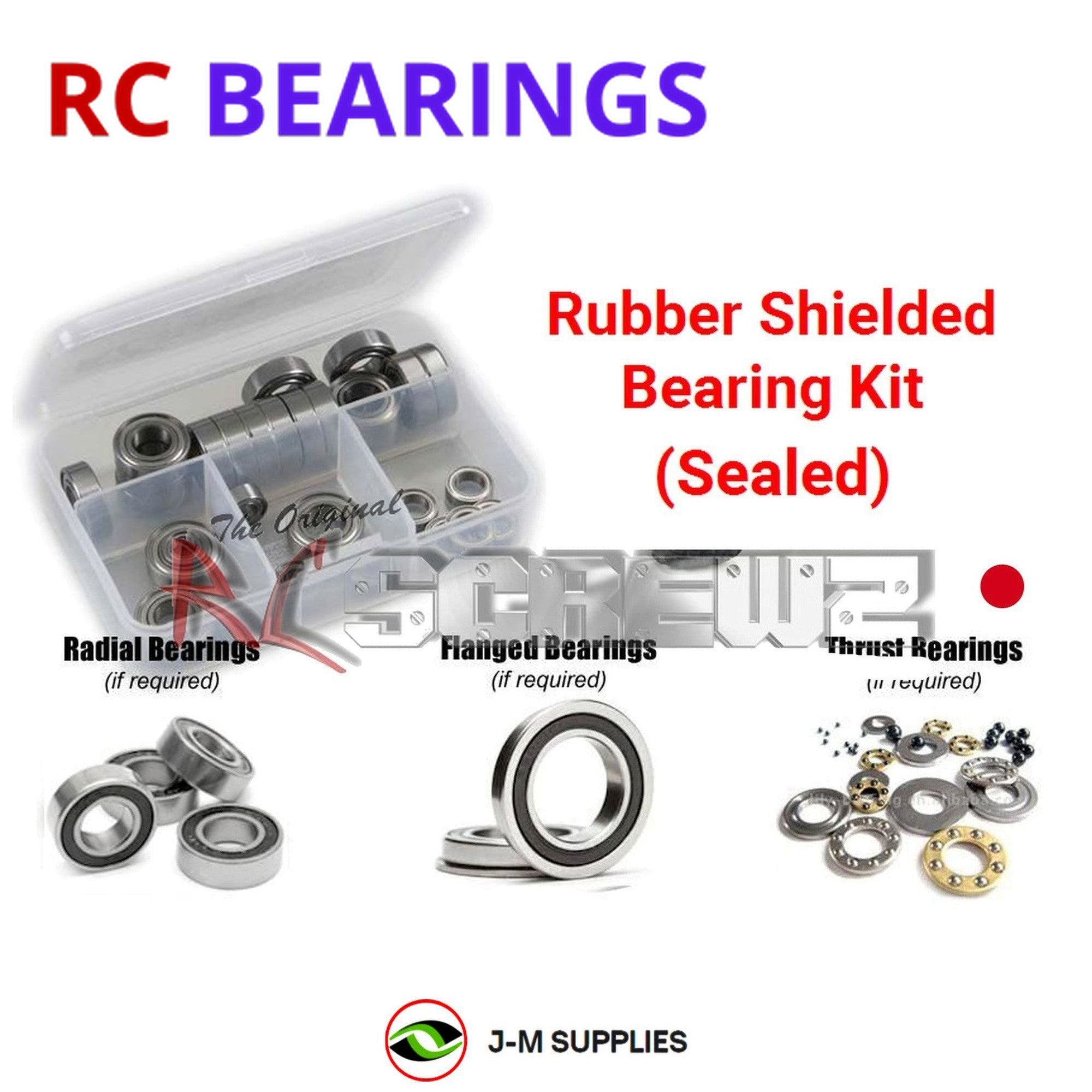 RCScrewZ Rubber Shielded Bearing Kit kyo077r for Kyosho TF-3 1/10th #30852 - Picture 1 of 12