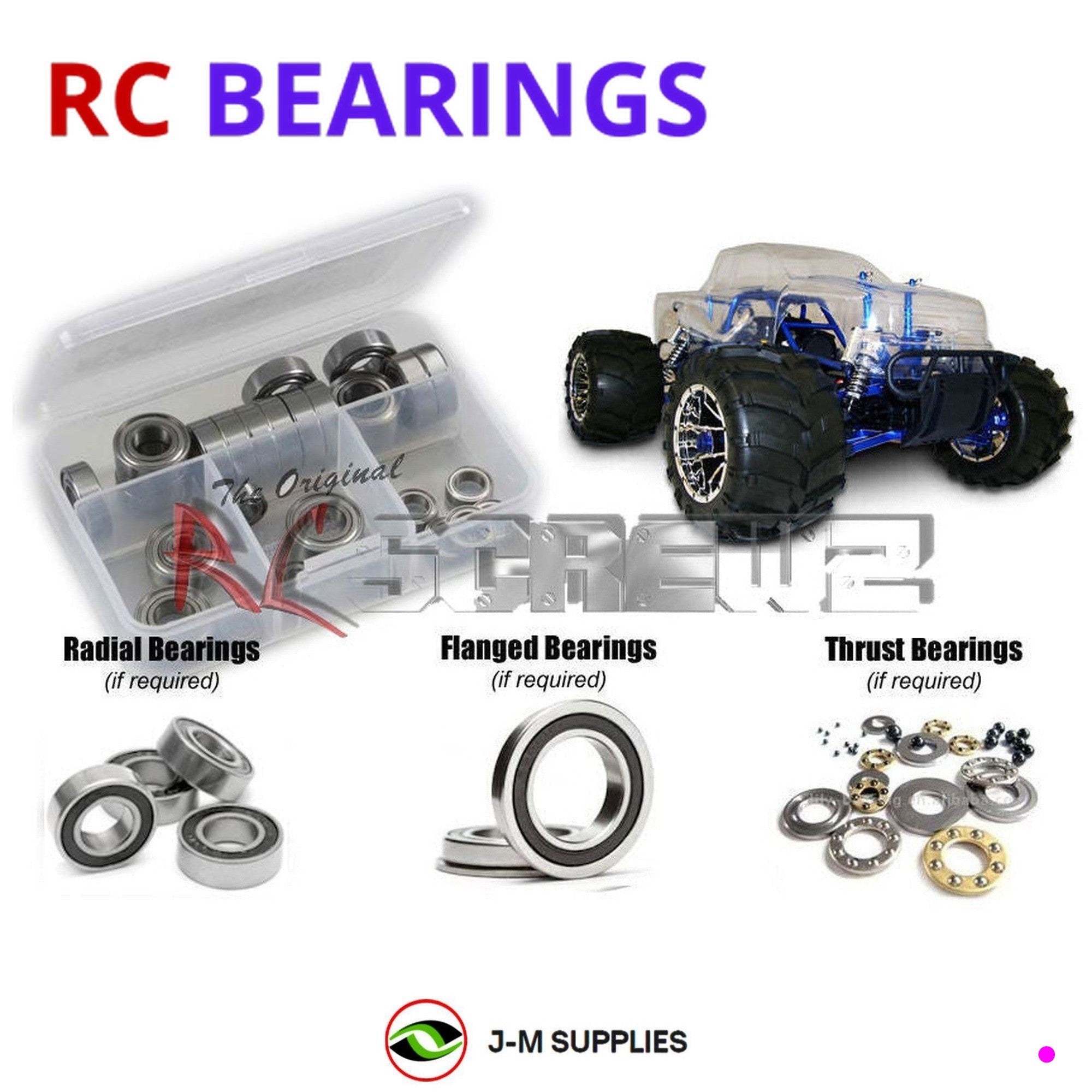 RCScrewZ Rubber Shielded Bearing Kit rcr001r for RedCat Racing 1/5 Rampage MT - Picture 1 of 12