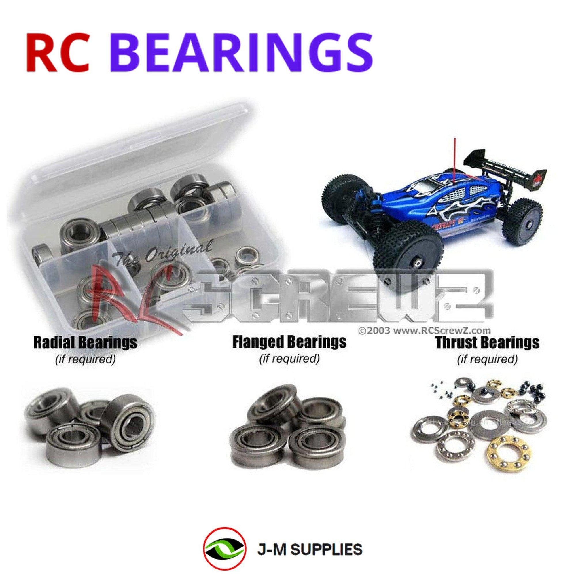 RCScrewZ Metal Shielded Bearing Kit rcr008b for RedCat Racing Backdraft SE 1/8 - Picture 1 of 12