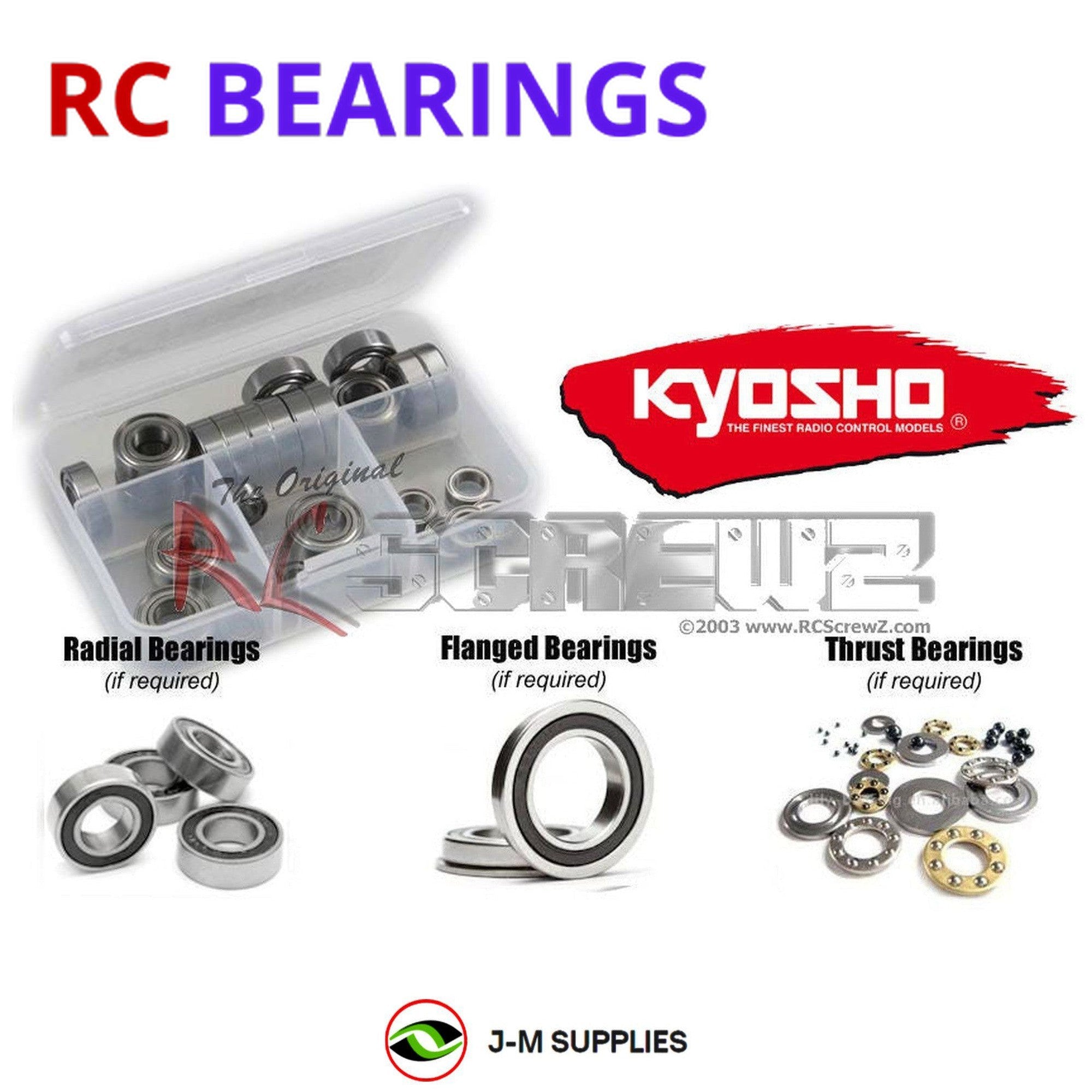 RCScrewZ Rubber Shielded Bearing Kit kyo187r for Kyosho Pro-X/XRT #30332/34 - Picture 1 of 12