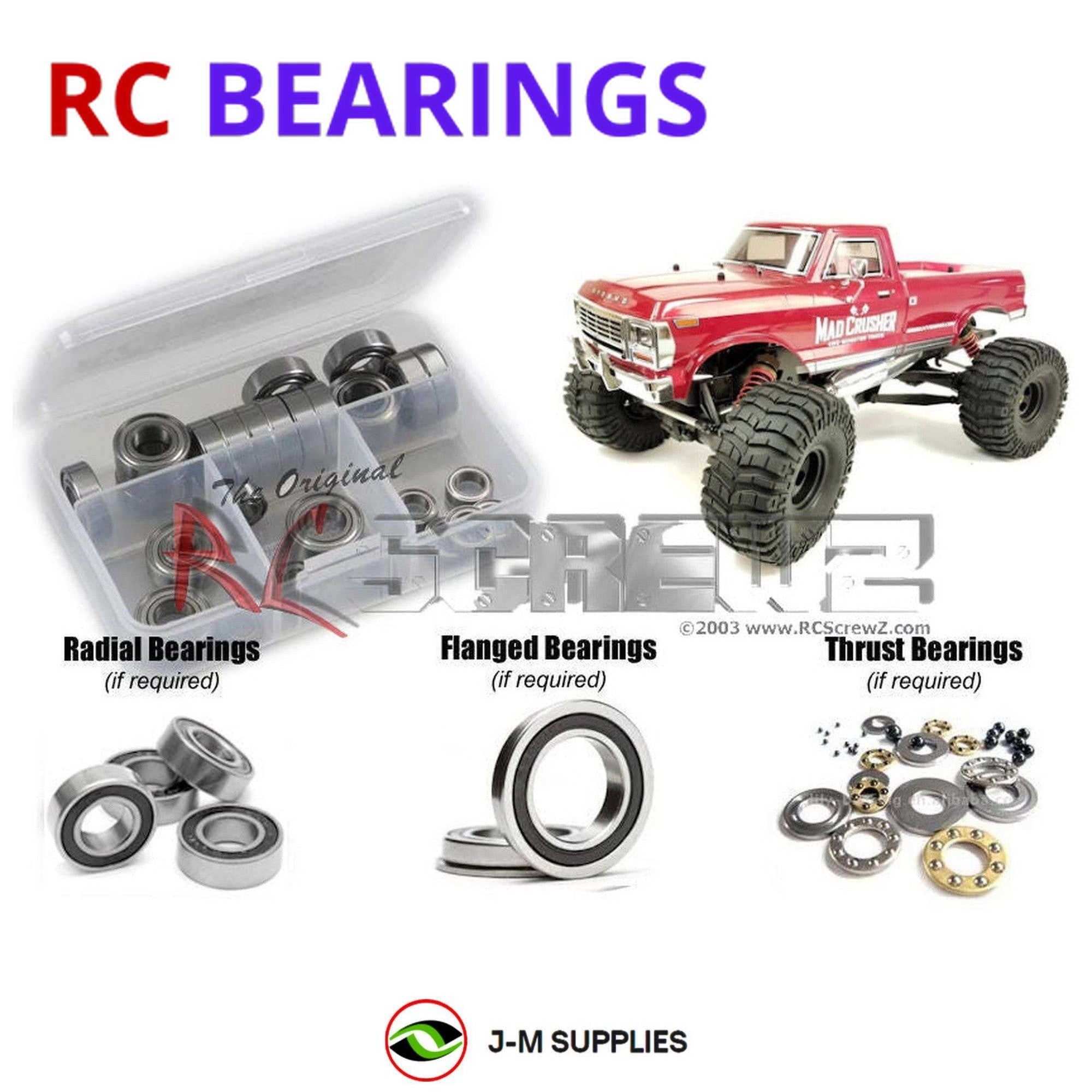 RCScrewZ Rubber Shielded Bearing Kit kyo180r for Kyosho Mad Crusher GP #33152 - Picture 1 of 12