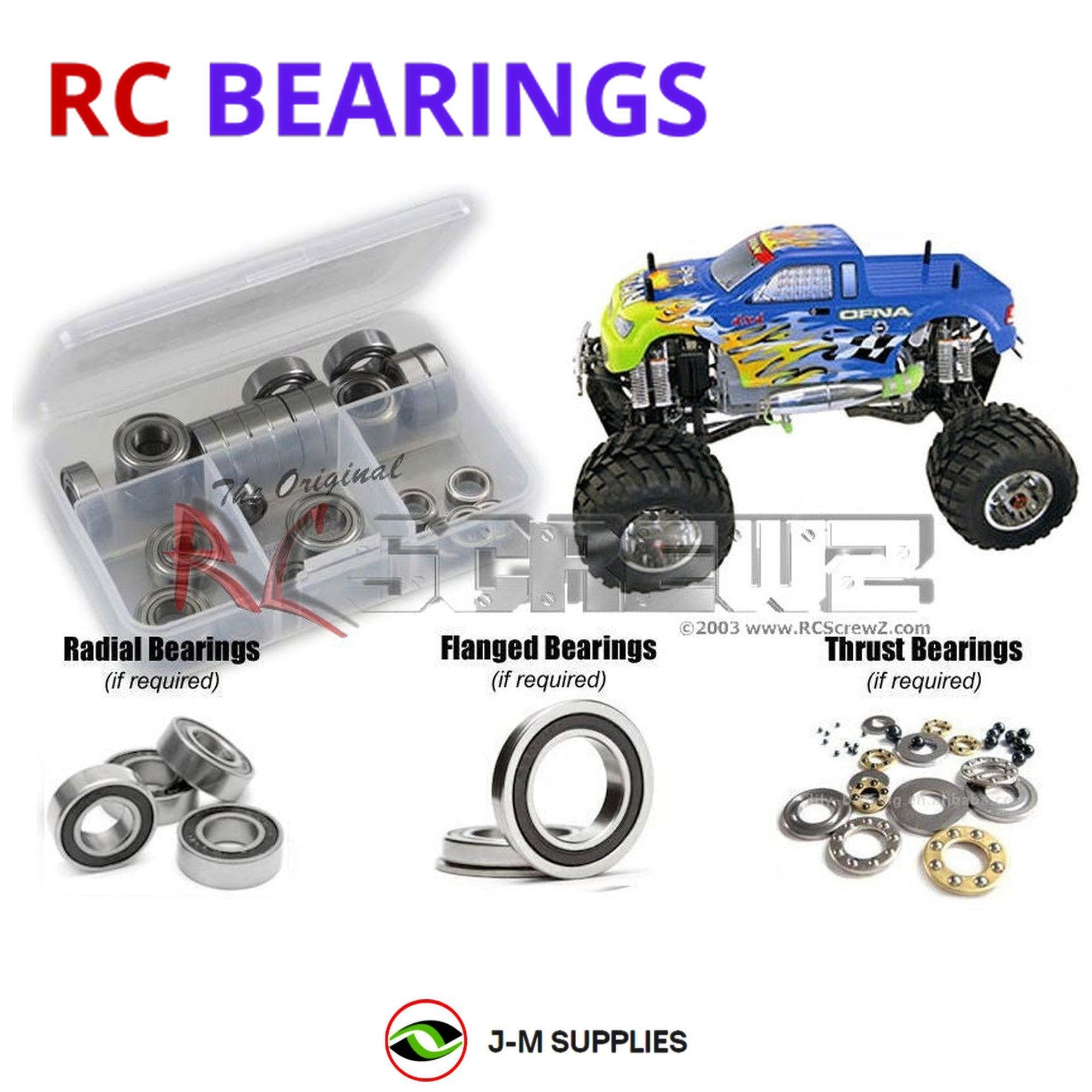 RCScrewZ Rubber Shielded Bearing Kit ofn025r for Ofna Twin Titan 1/8th #34212 - Picture 1 of 12