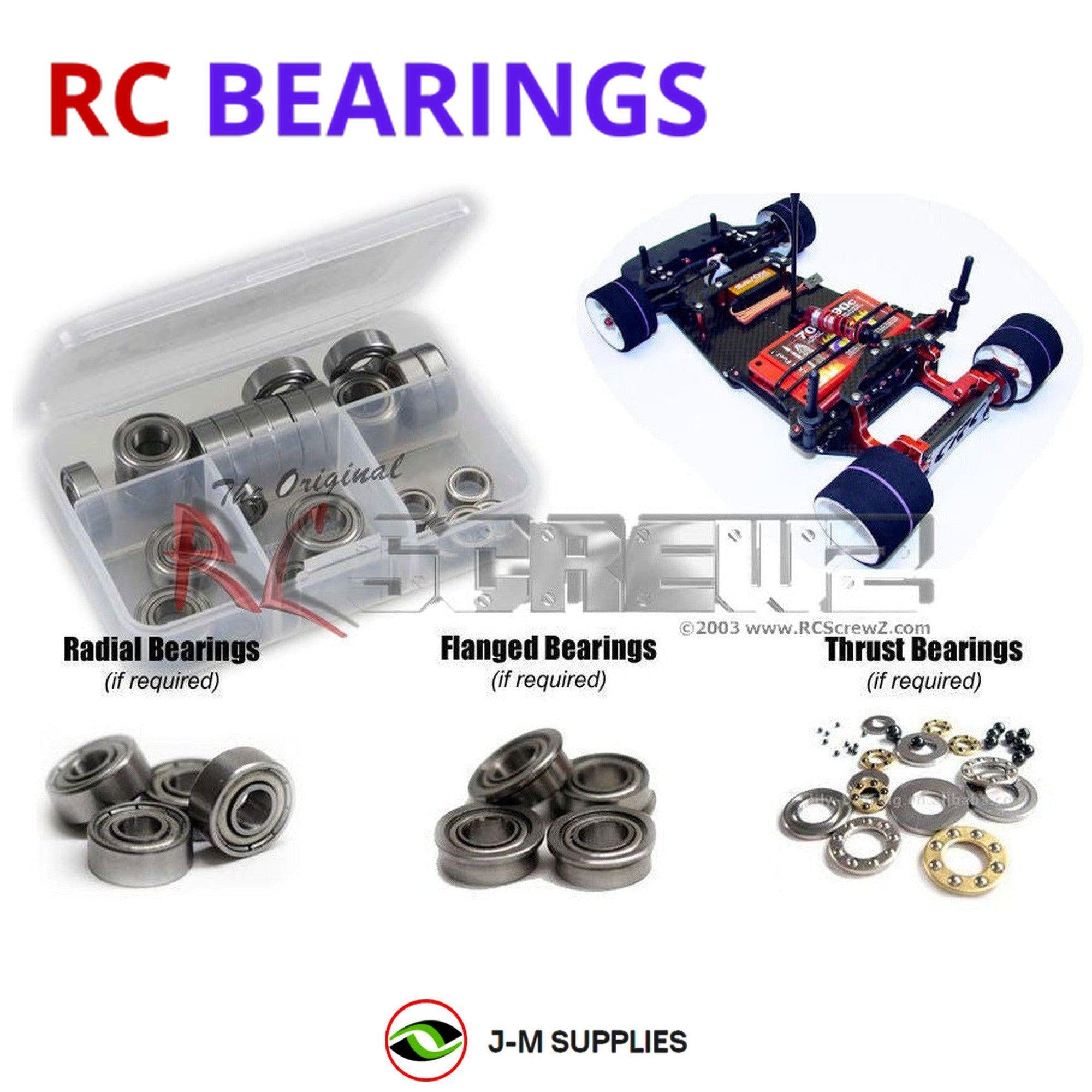 RCScrewZ Metal Shielded Bearing Kit crc016b for CRC CK25 1/12th Onroad #3216 - Picture 1 of 12