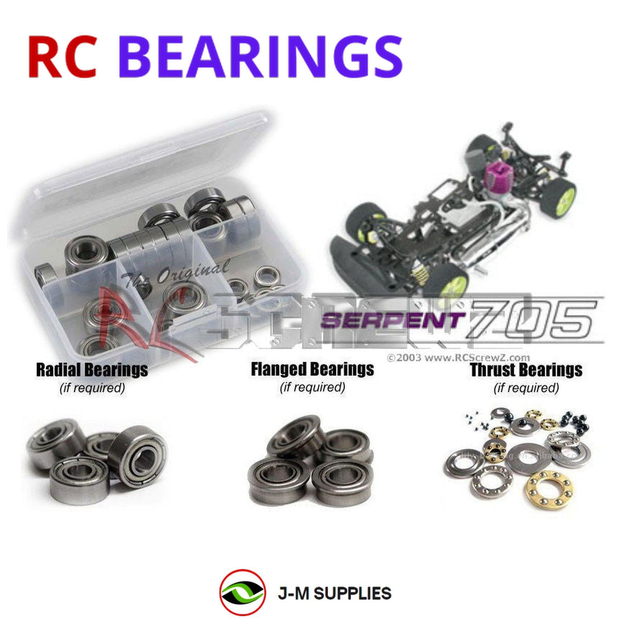 RCScrewZ Metal Shielded Bearing Kit ser002b for Serpent 705 1/10th Nitro #801040 - Picture 1 of 12