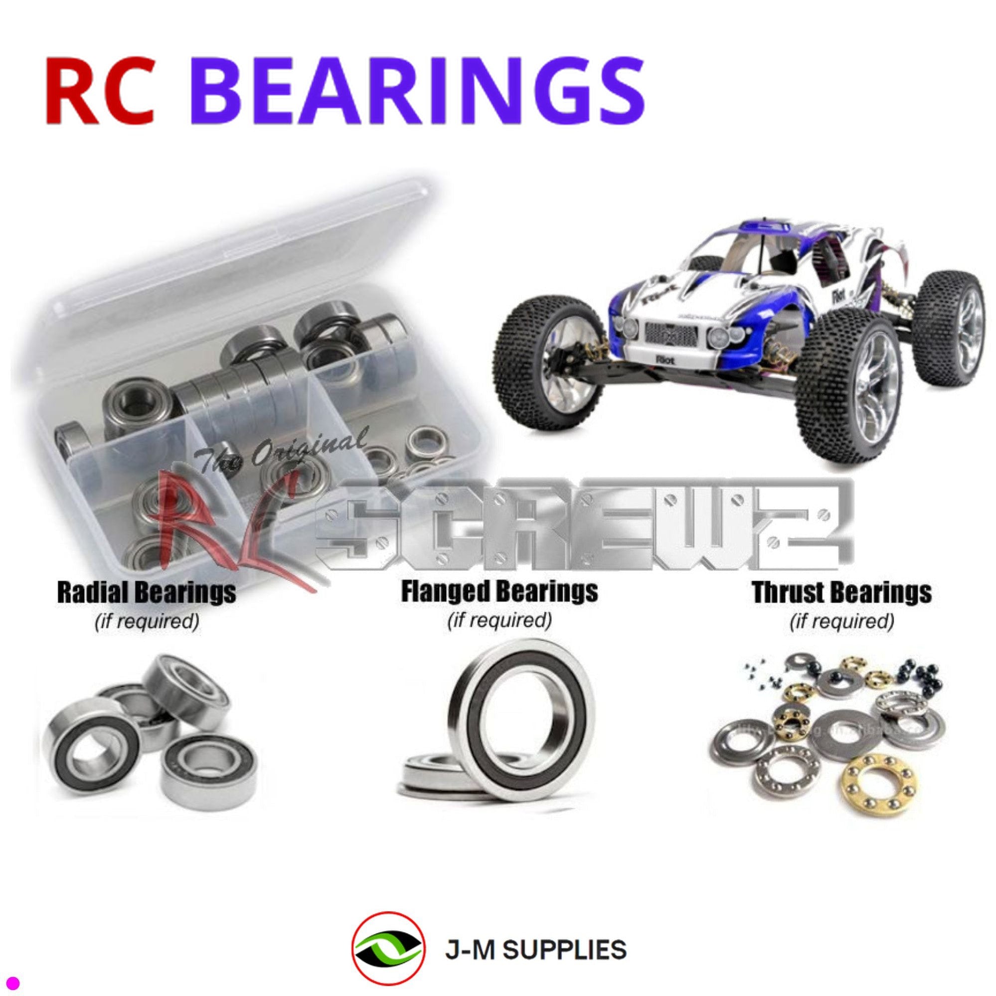 RCScrewZ Rubber Shielded Bearing Kit sch019r for Schumacher Riot 2 Nitro #K089 - Picture 1 of 12