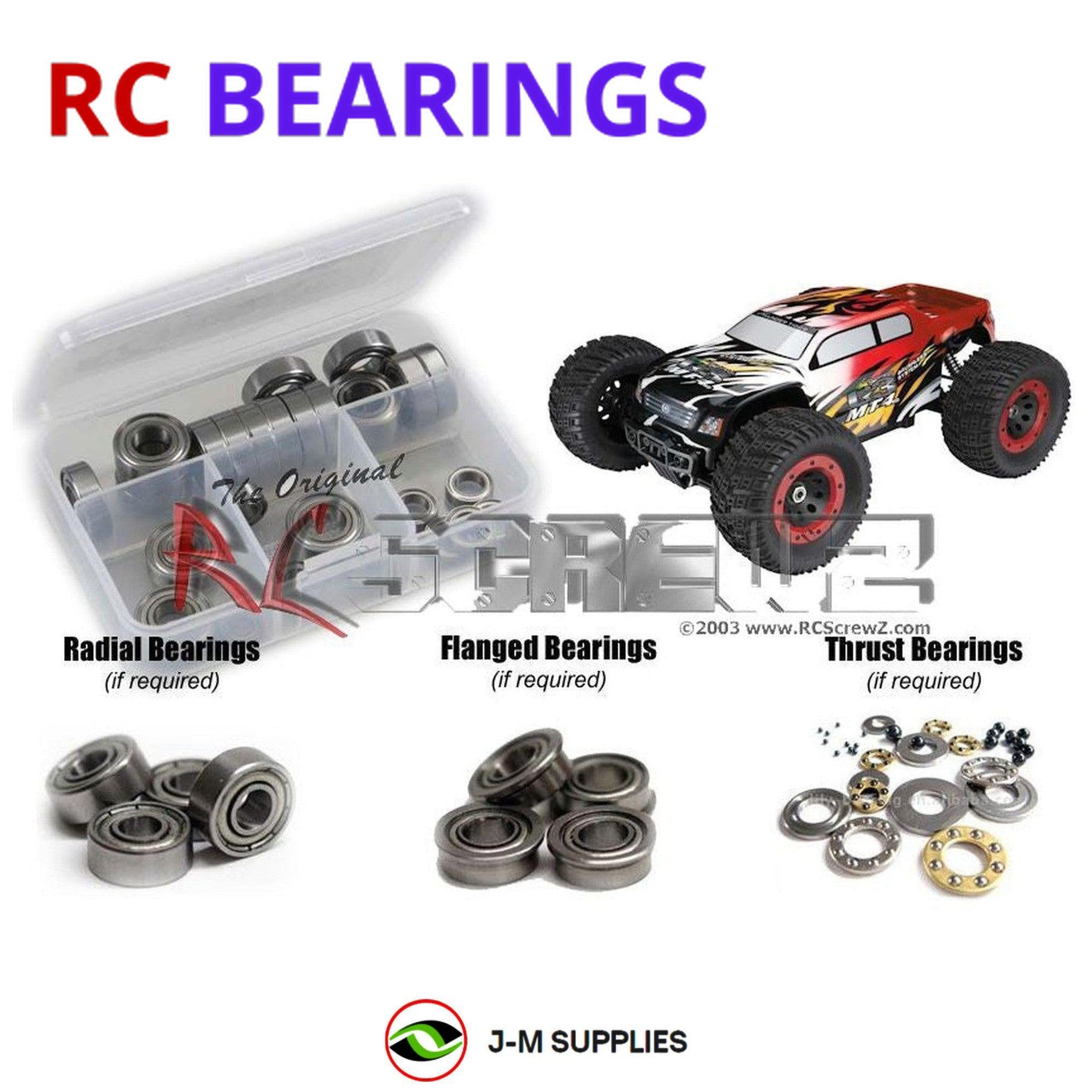 RCScrewZ Metal Shielded Bearing Kit thu038b for Thunder Tiger 1/8 MT4-G3 - Picture 1 of 12