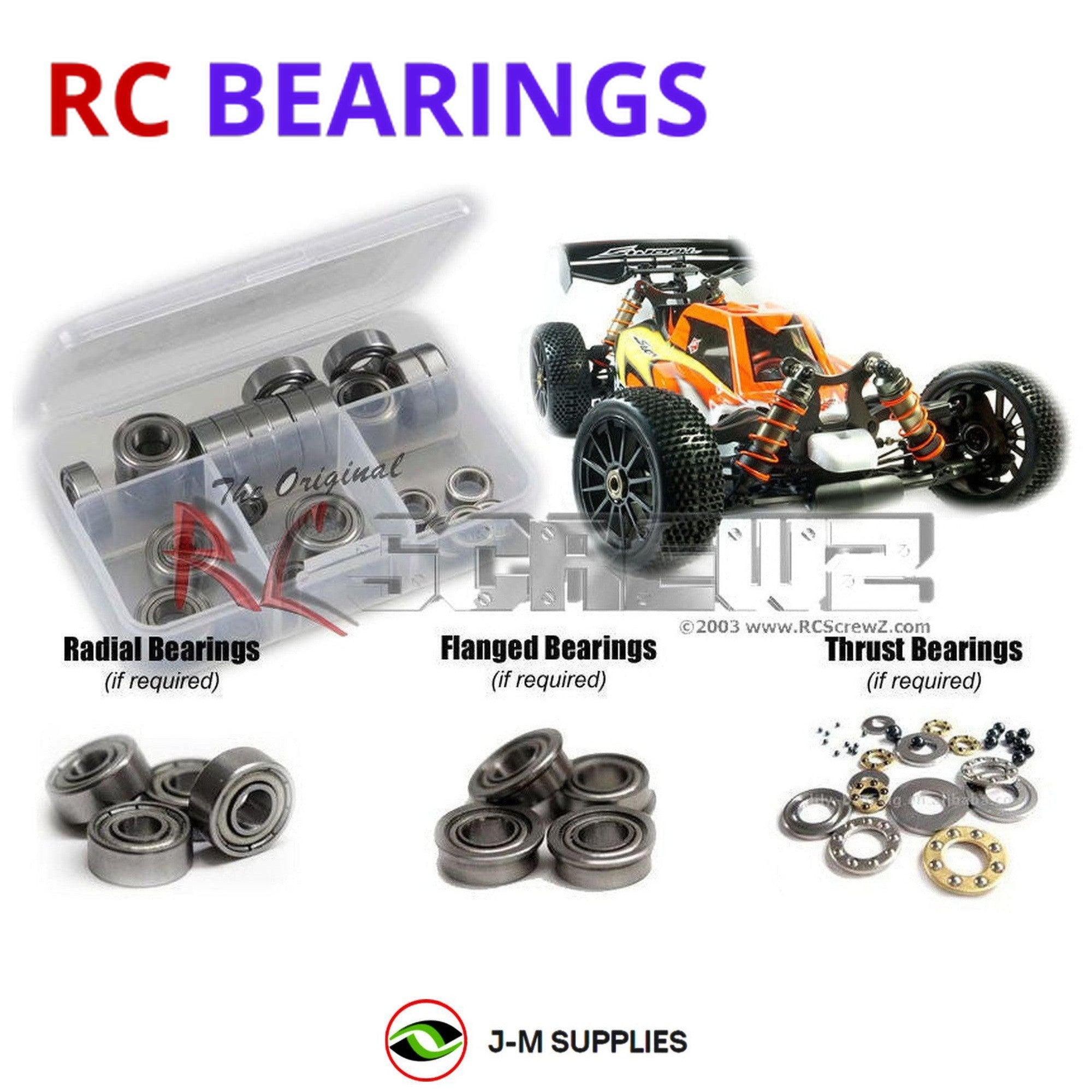 RCScrewZ Metal Shielded Bearing Kit swz016b for SWORKz Apollo 1/8th #940003 - Picture 1 of 12