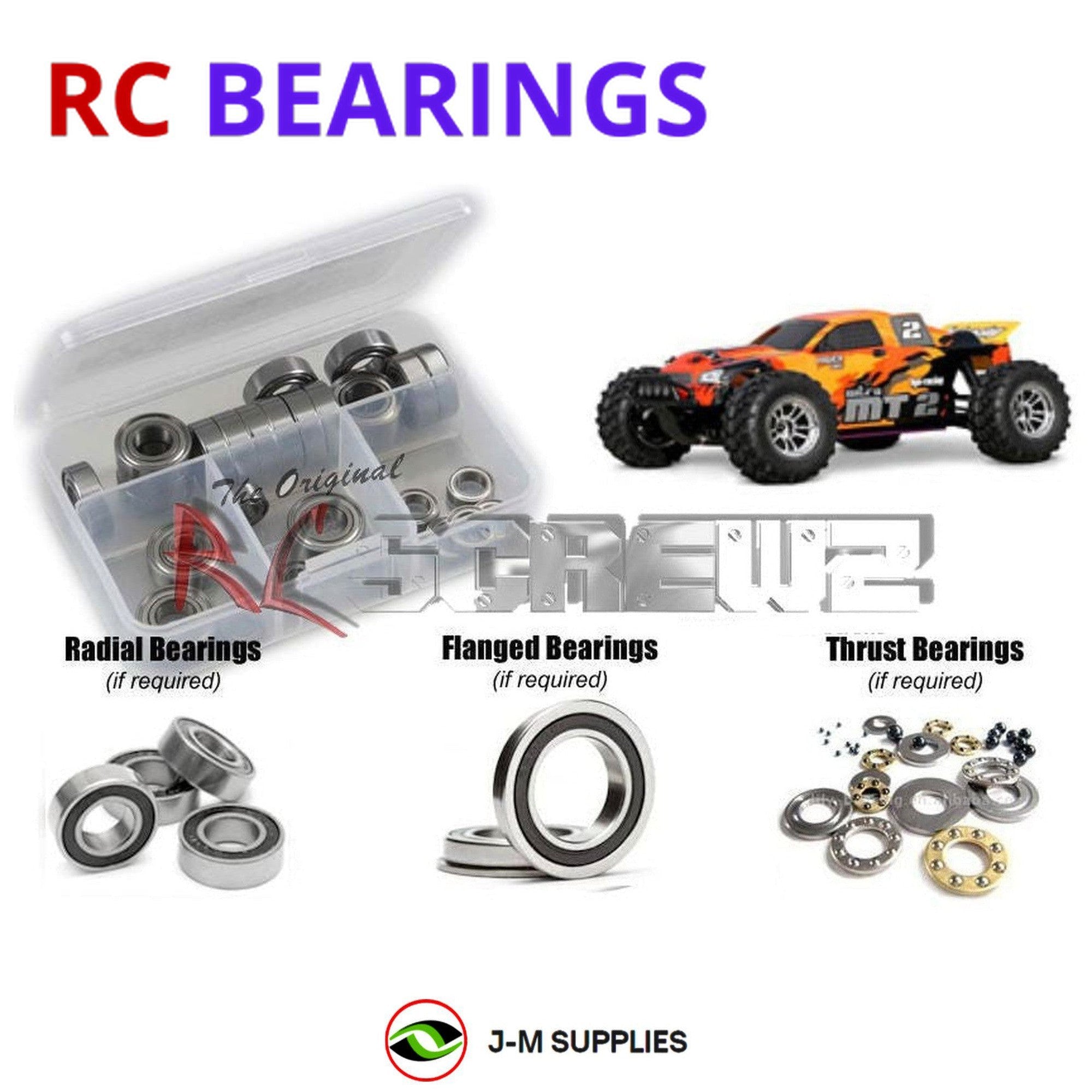 RCScrewZ Rubber Shielded Bearing Kit hpi024r for HPI Racing MT2/Evo #10401/10402 - Picture 1 of 12