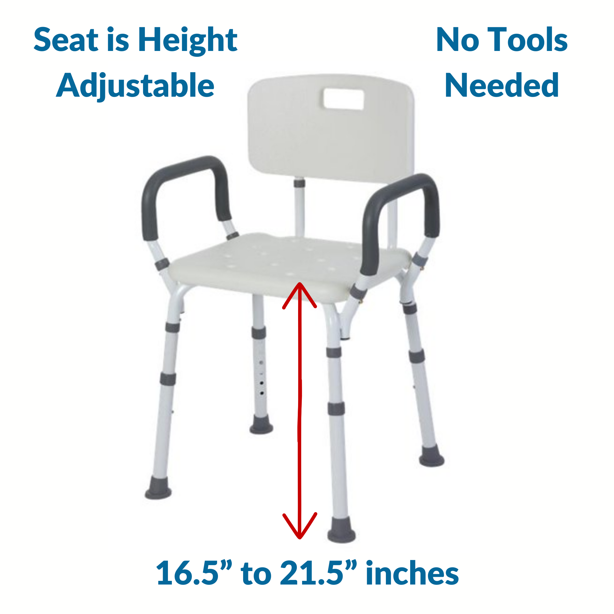 Rhythm Healthcare Portable Bath Seat, Shower Chair, Backrest, Padded Arm White - Picture 8 of 12