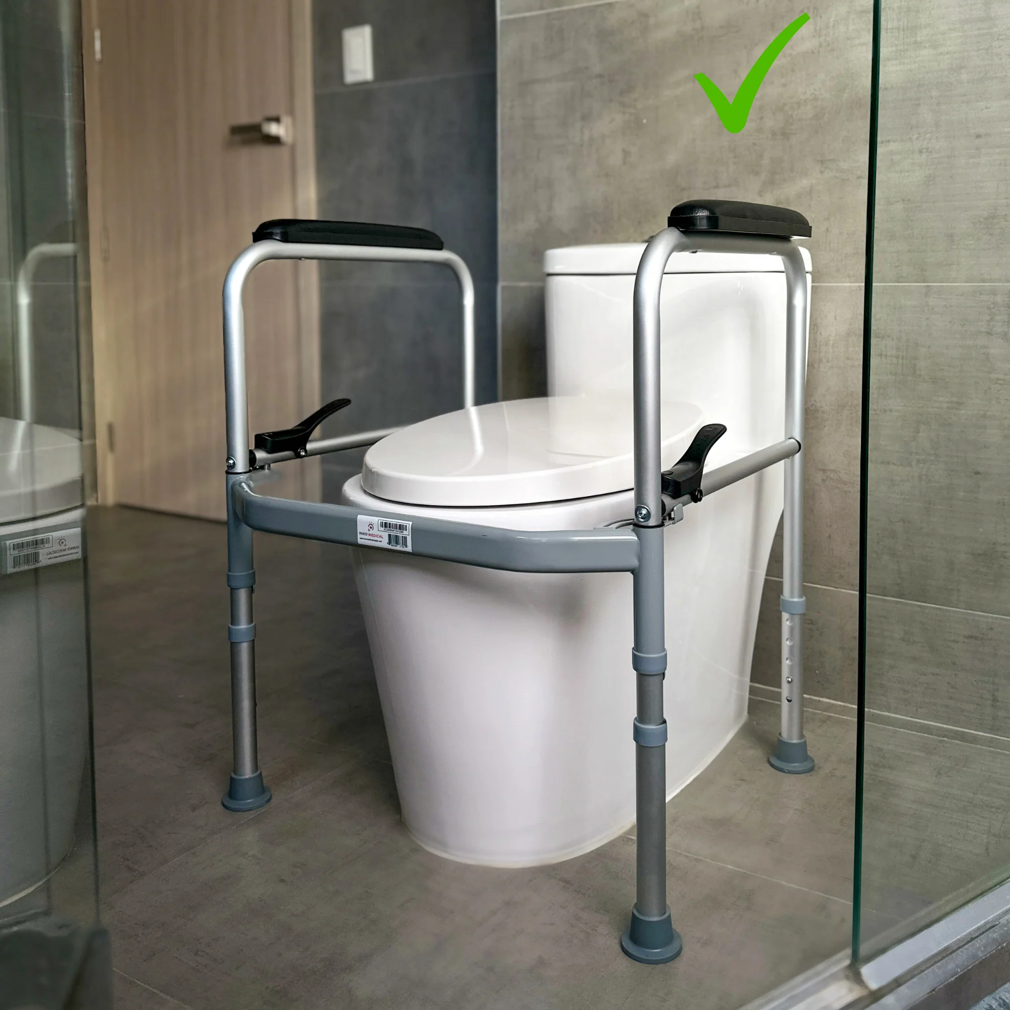 InnoEdge Folding Toilet Safety Frame Rails, 300lb, Adjustable, Portable Non-Slip - Picture 5 of 12