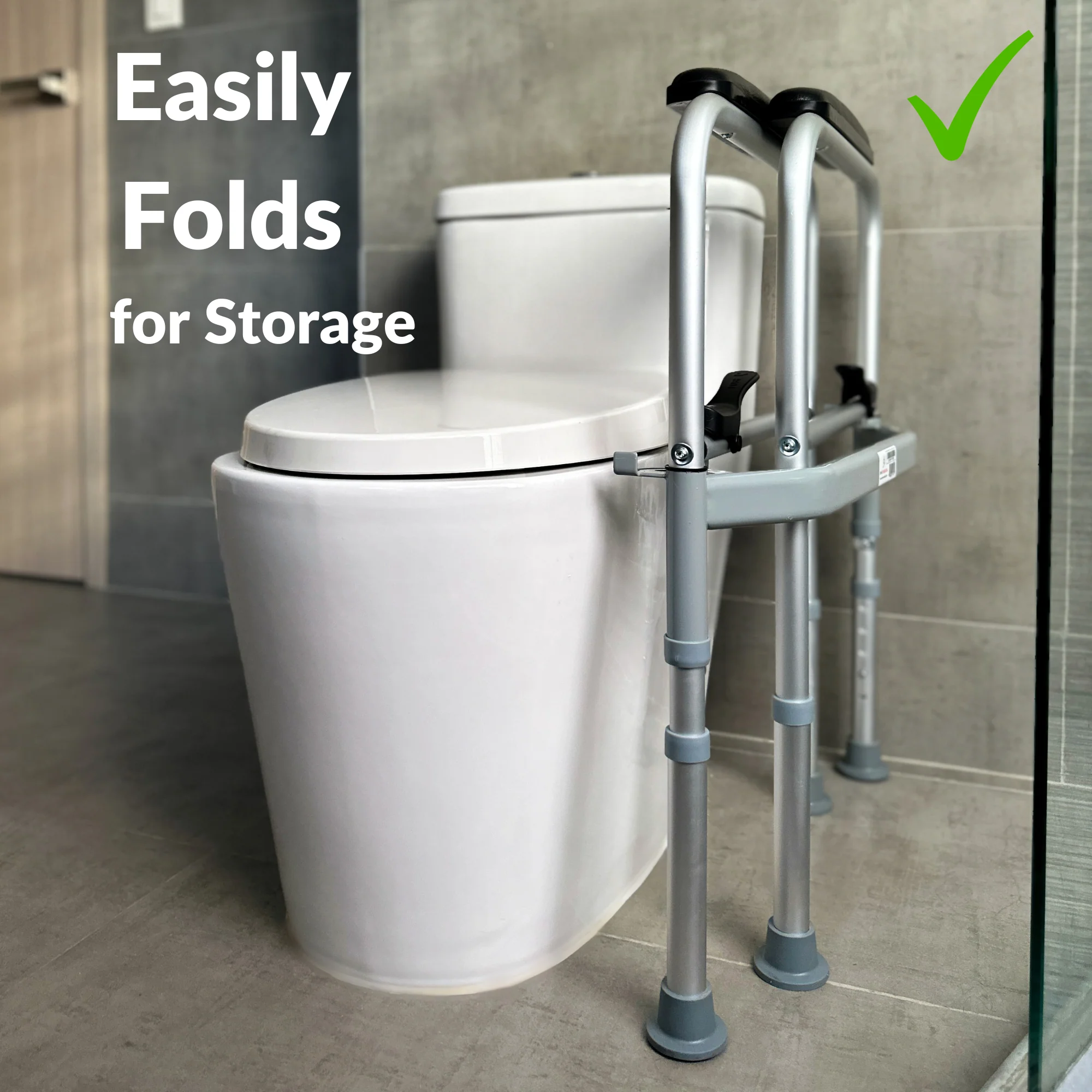 InnoEdge Folding Toilet Safety Frame Rails, 300lb, Adjustable, Portable Non-Slip - Picture 6 of 12