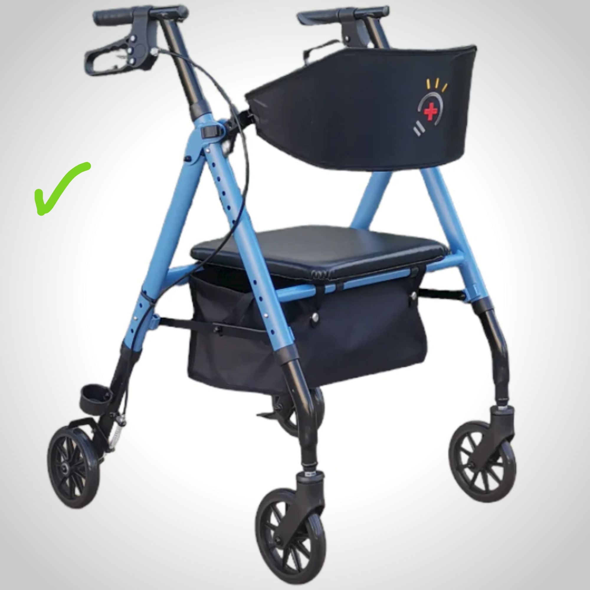 InnoEdge Deluxe 4 Wheel Rollator, Portable Mobility, 6-inch Wheels, Blue, Alum - Picture 1 of 12