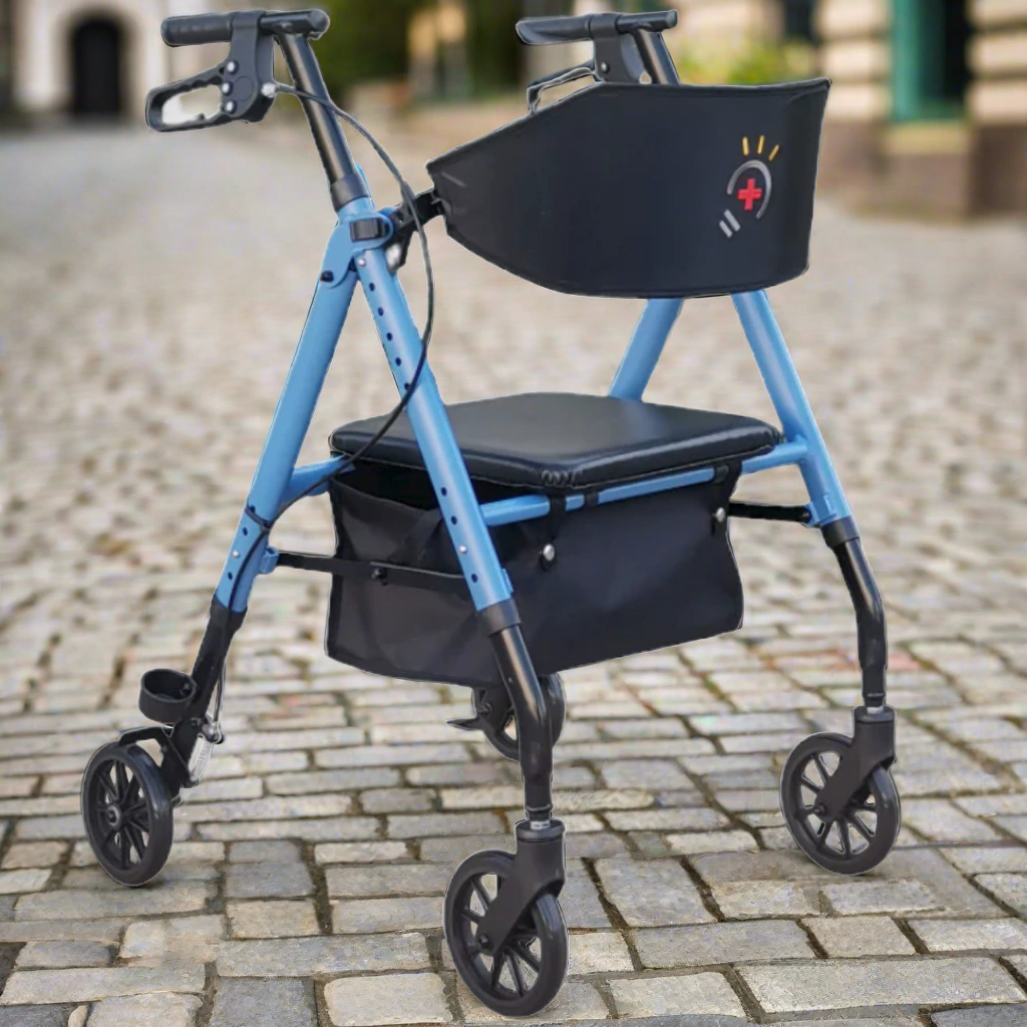 InnoEdge Deluxe 4 Wheel Rollator, Portable Mobility, 6-inch Wheels, Blue, Alum - Picture 3 of 12