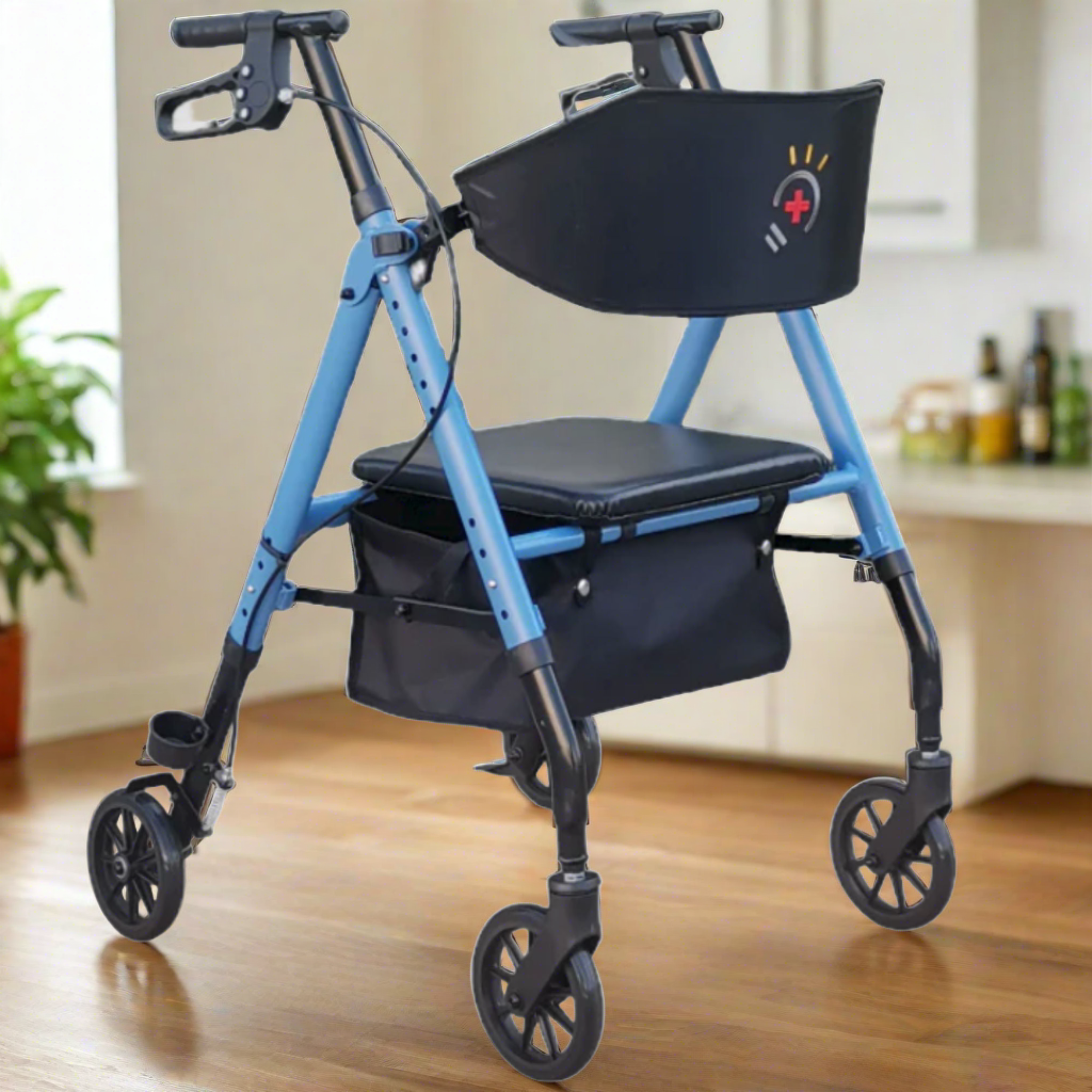 InnoEdge Deluxe 4 Wheel Rollator, Portable Mobility, 6-inch Wheels, Blue, Alum - Picture 7 of 12