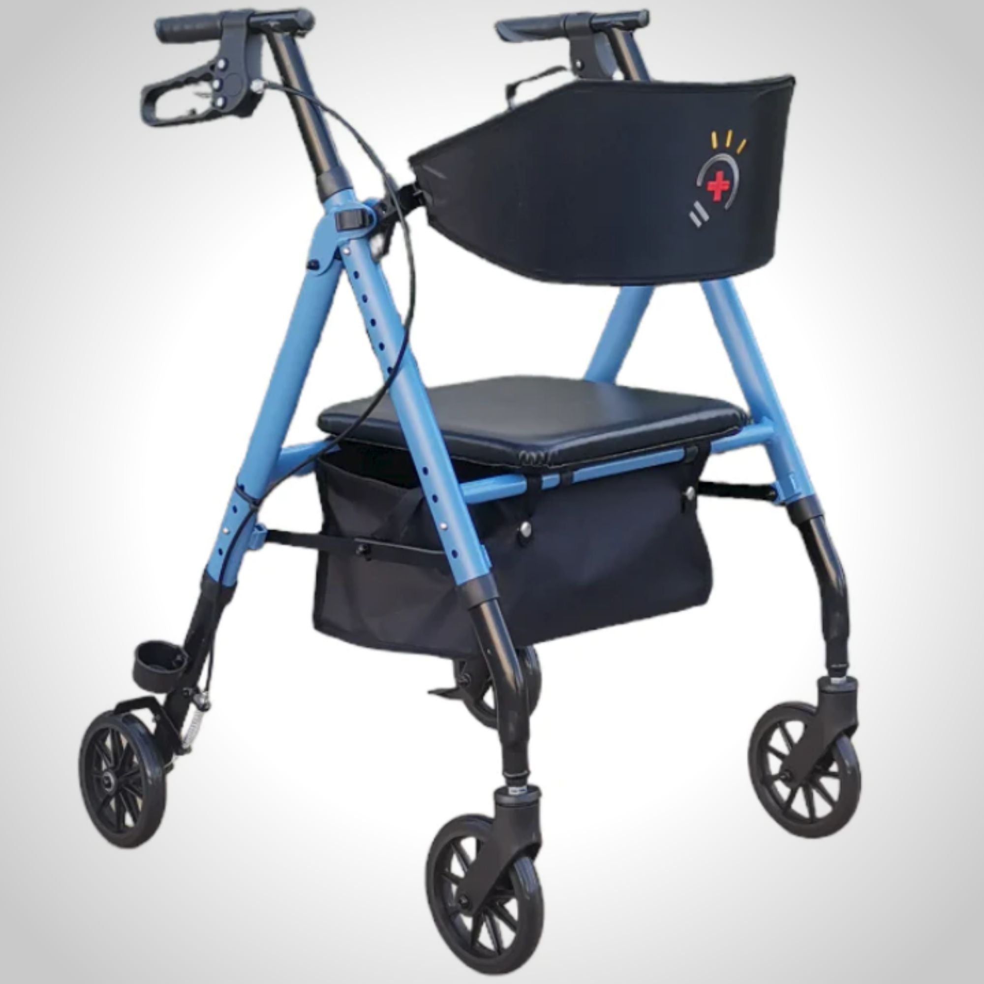 InnoEdge Deluxe 4 Wheel Rollator, Portable Mobility, 8-inch Wheels, Blue, Alum - Picture 1 of 12