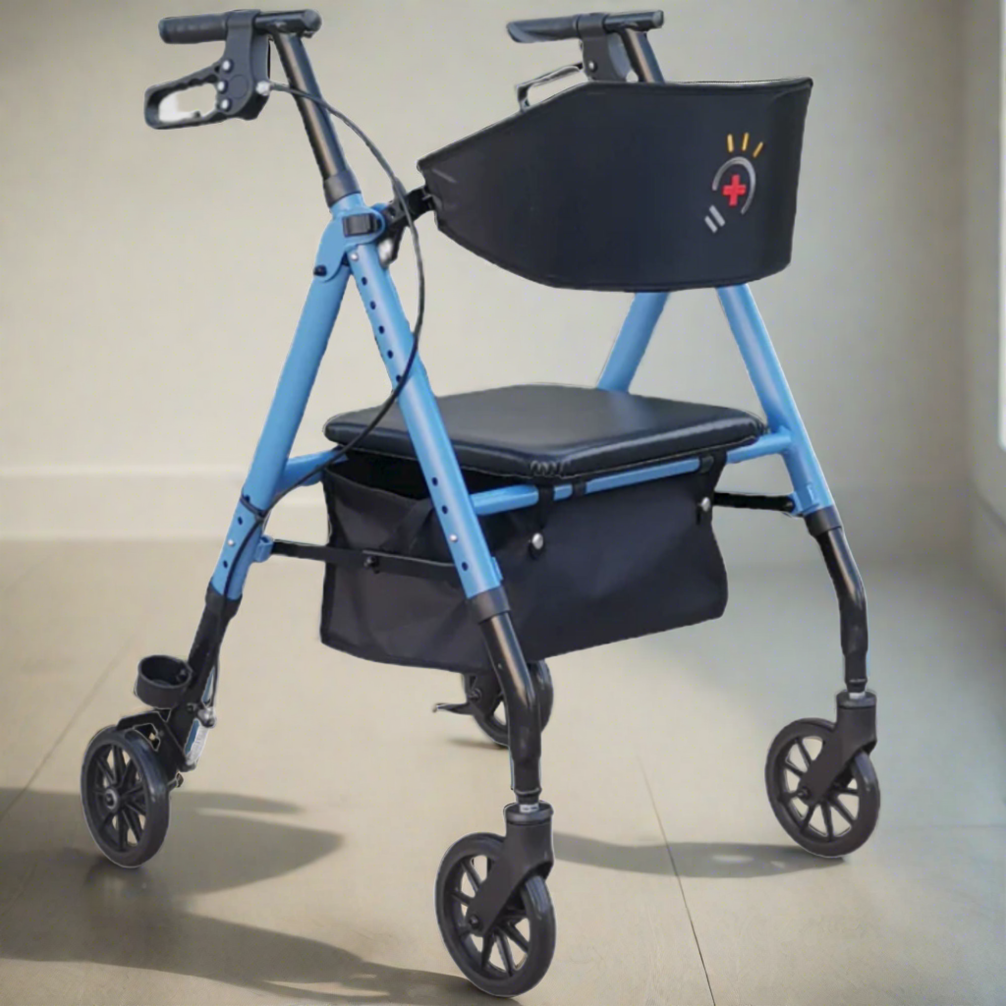 InnoEdge Deluxe 4 Wheel Rollator, Portable Mobility, 8-inch Wheels, Blue, Alum - Picture 5 of 12