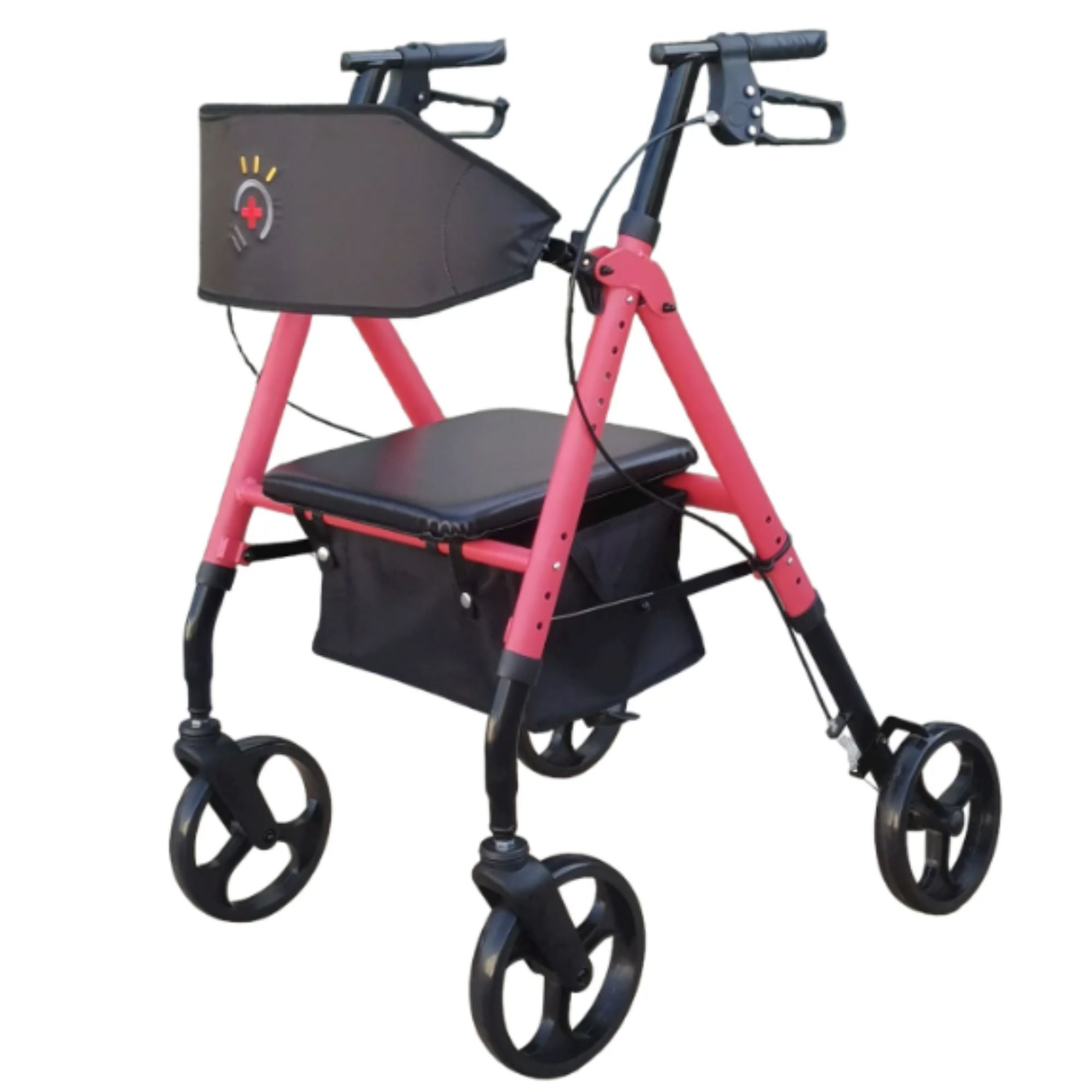 InnoEdge Deluxe 4 Wheel Rollator, Portable Mobility, 8-inch Wheels, Red, Alum - Picture 1 of 12