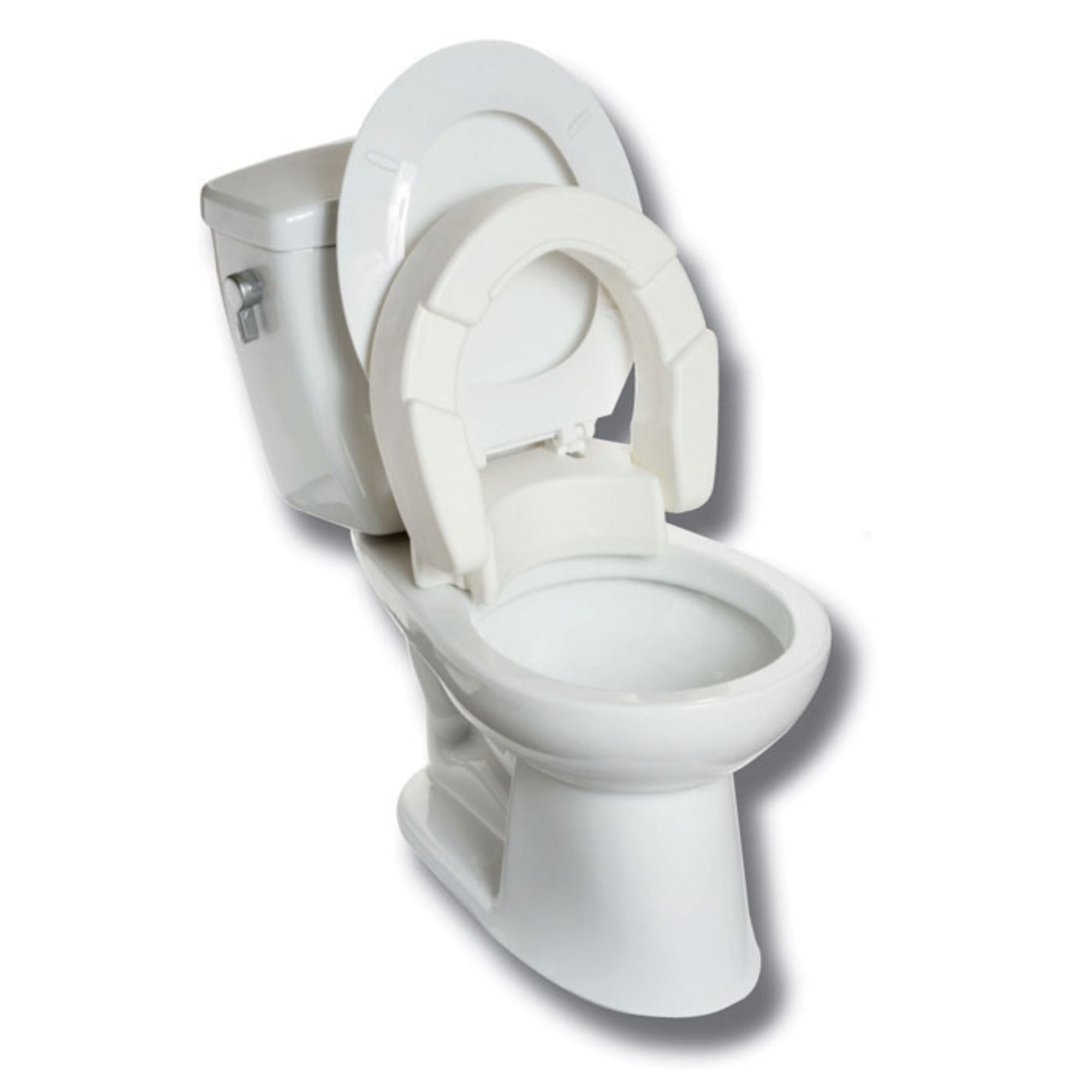 MOBB Healthcare 2" inch Hinged Raised Toilet Seat - Regular Size, 300 lbs, White - Picture 8 of 12