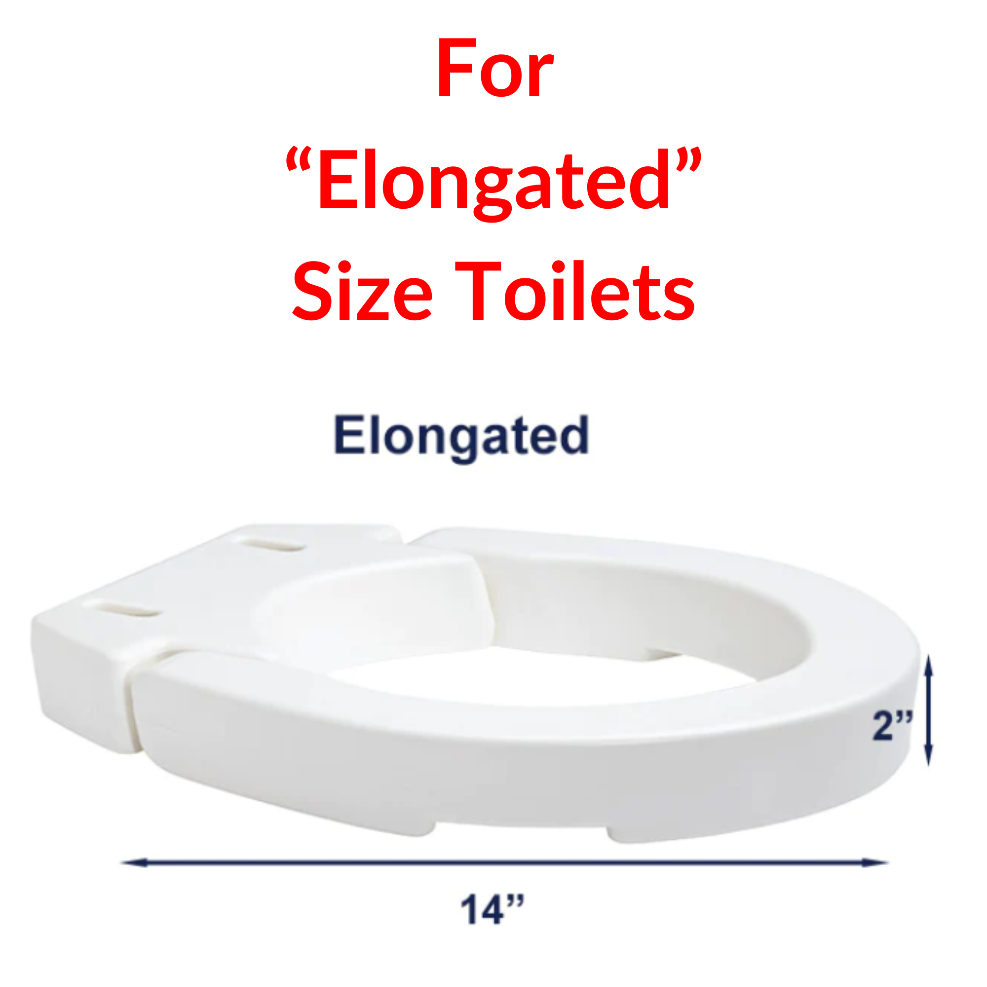 MOBB Healthcare 2" inch Hinged Raised Toilet Seat - Elongated Size, 300 lb White - Picture 3 of 12