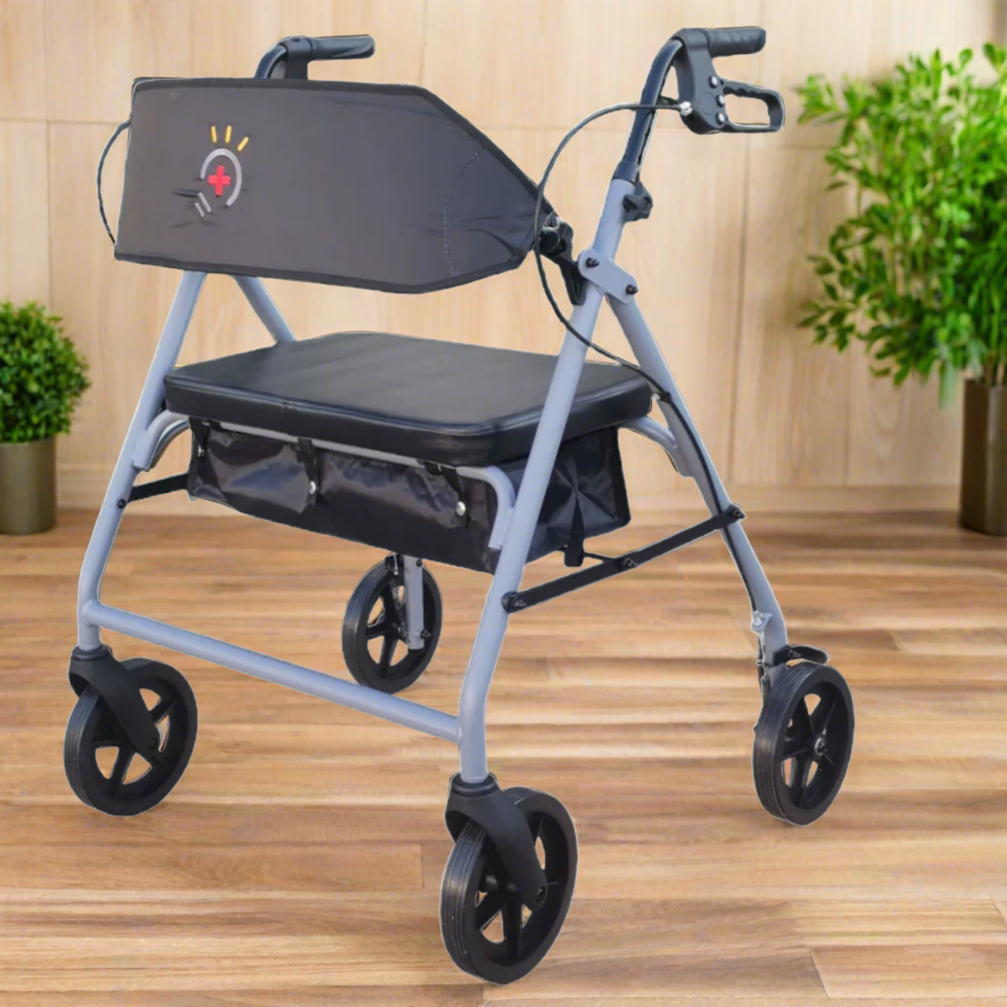 InnoEdge Medical Bariatric Rollator, 500 lbs Padded Seat Loop Brakes Storage Bag - Picture 2 of 12