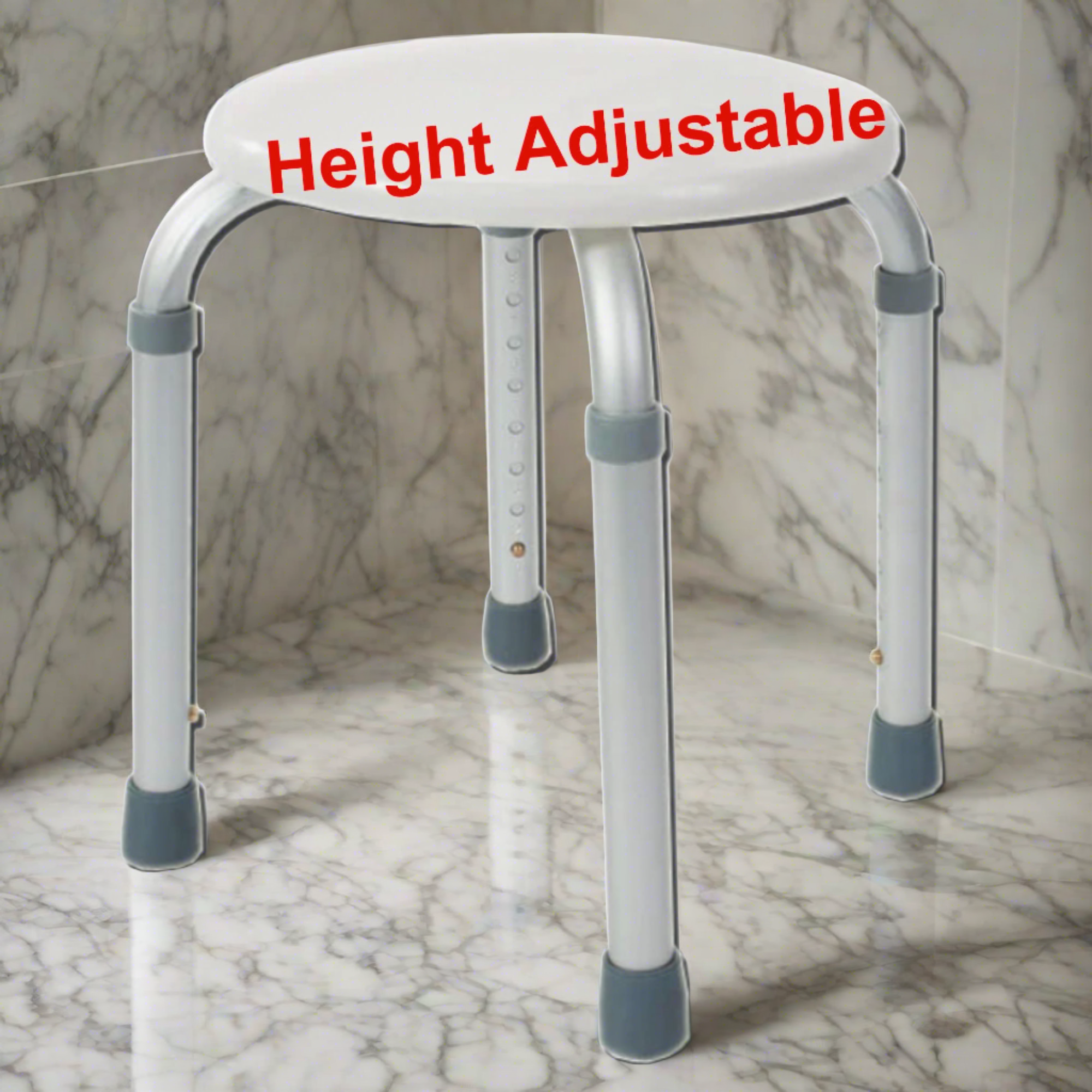 MOBB Bath Stool Adjustable Height, 300lb Cap, Anti-Slip Corrosion-Proof Aluminum - Picture 2 of 12