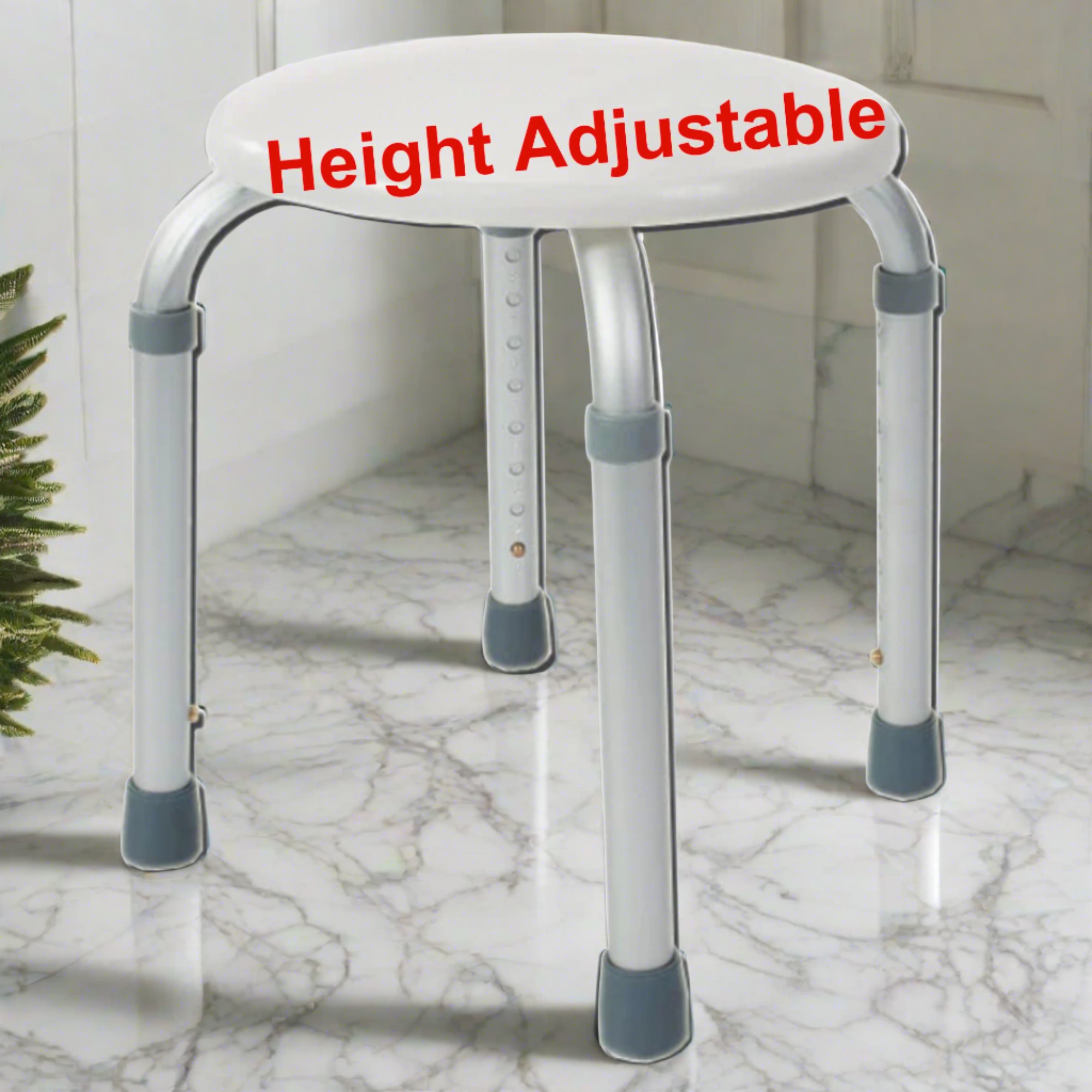 MOBB Bath Stool Adjustable Height, 300lb Cap, Anti-Slip Corrosion-Proof Aluminum - Picture 4 of 12