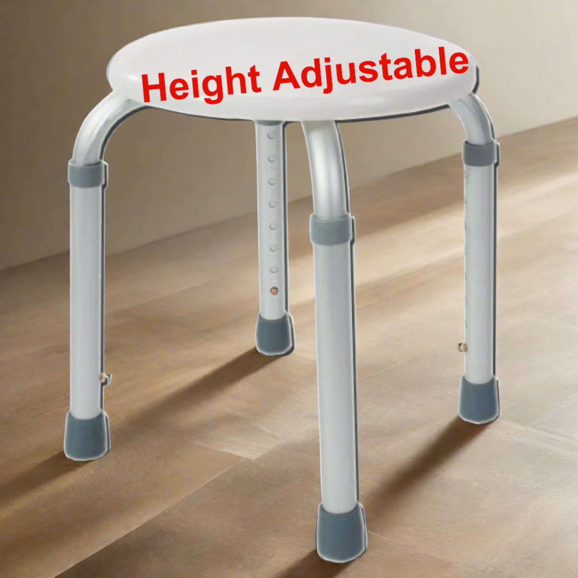 MOBB Bath Stool Adjustable Height, 300lb Cap, Anti-Slip Corrosion-Proof Aluminum - Picture 5 of 12