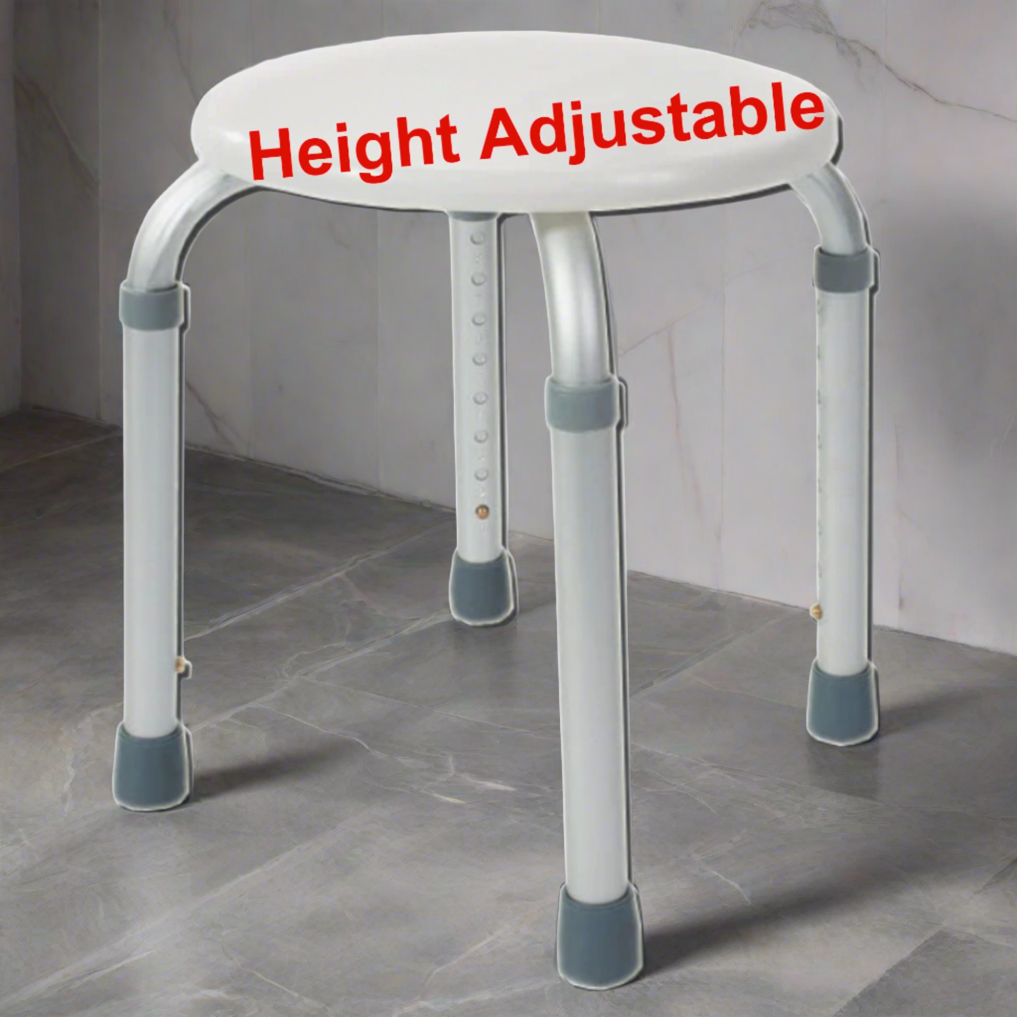 MOBB Bath Stool Adjustable Height, 300lb Cap, Anti-Slip Corrosion-Proof Aluminum - Picture 6 of 12