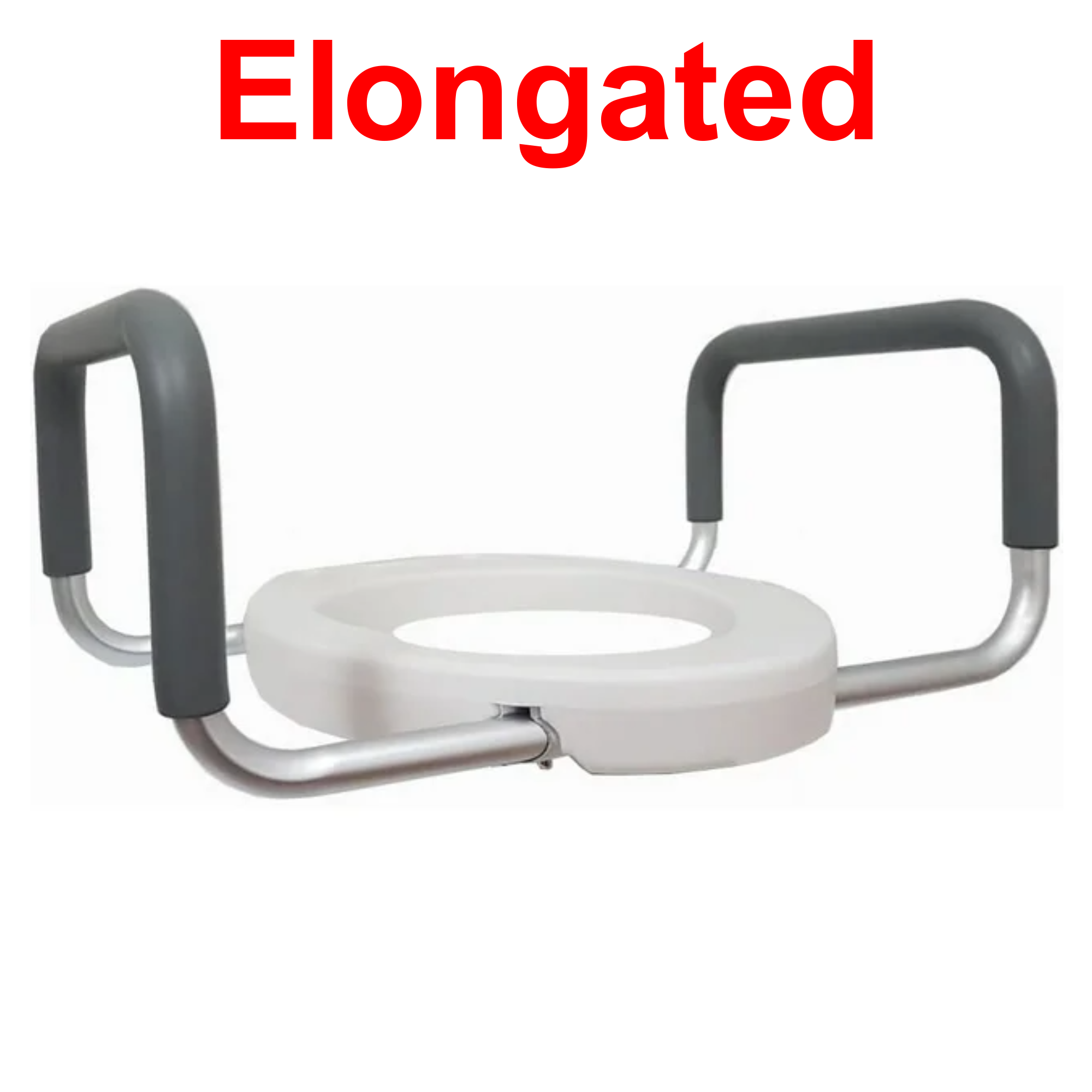 MOBB Elongated Raised Toilet Seat - 2" Inch Height, Padded Arms, White, 300 lbs - Picture 5 of 12