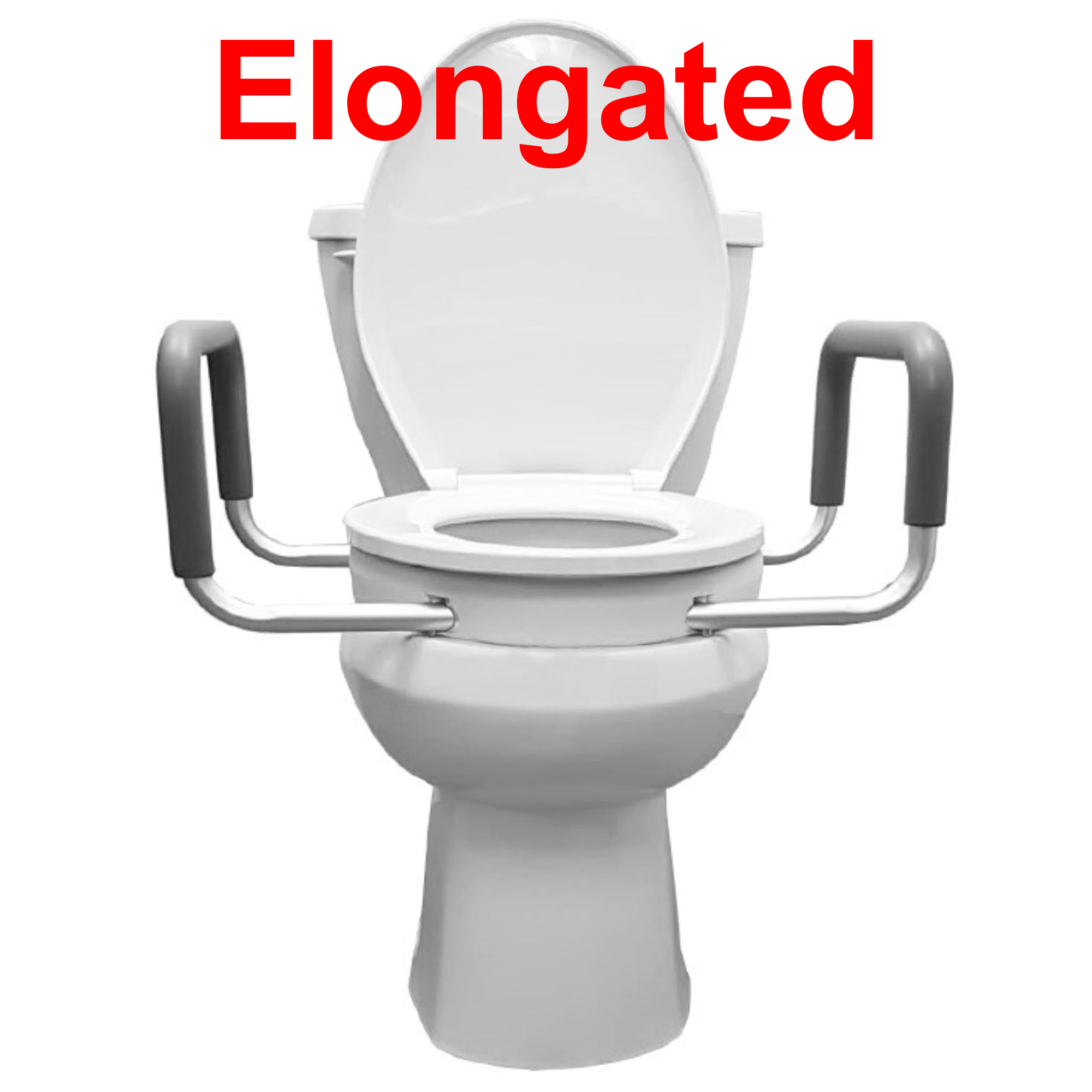 MOBB Elongated Raised Toilet Seat - 2" Inch Height, Padded Arms, White, 300 lbs - Picture 8 of 12