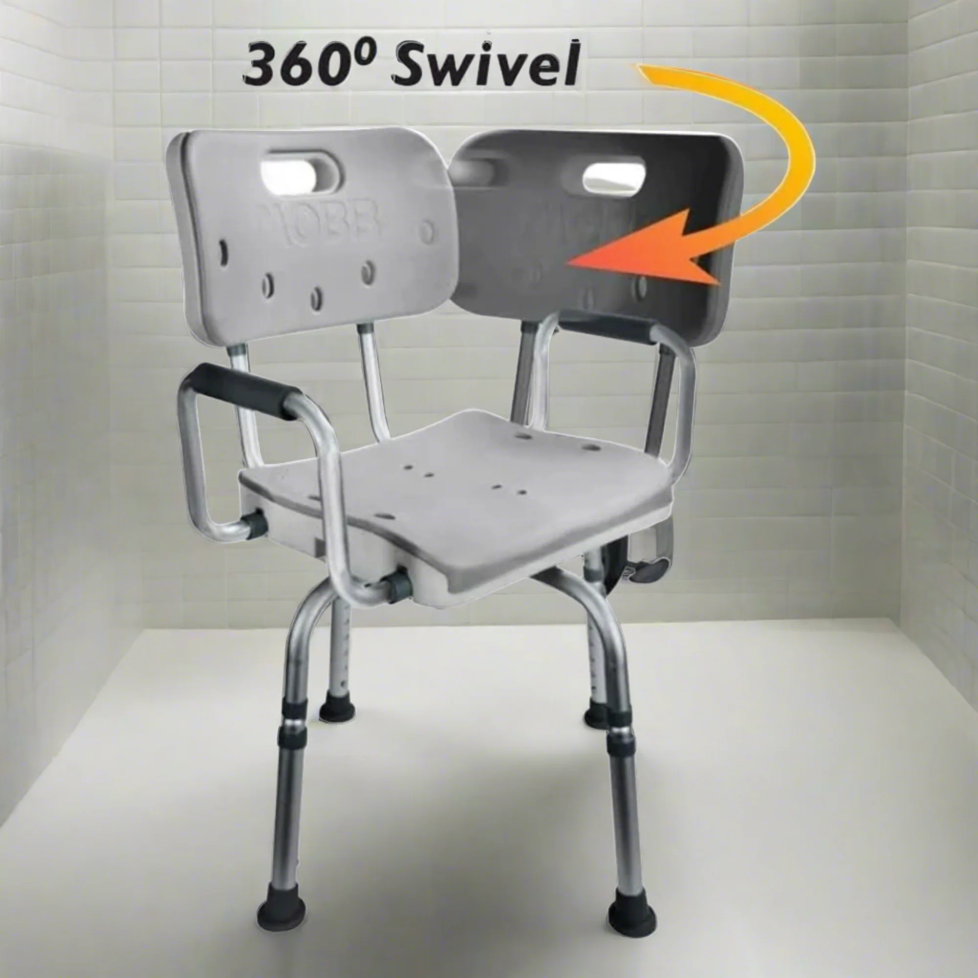 MOBB Swivel Shower Chair 3.0 - 360° Rotating Seat, Adjustable, 300 lbs Rustproof - Picture 5 of 12