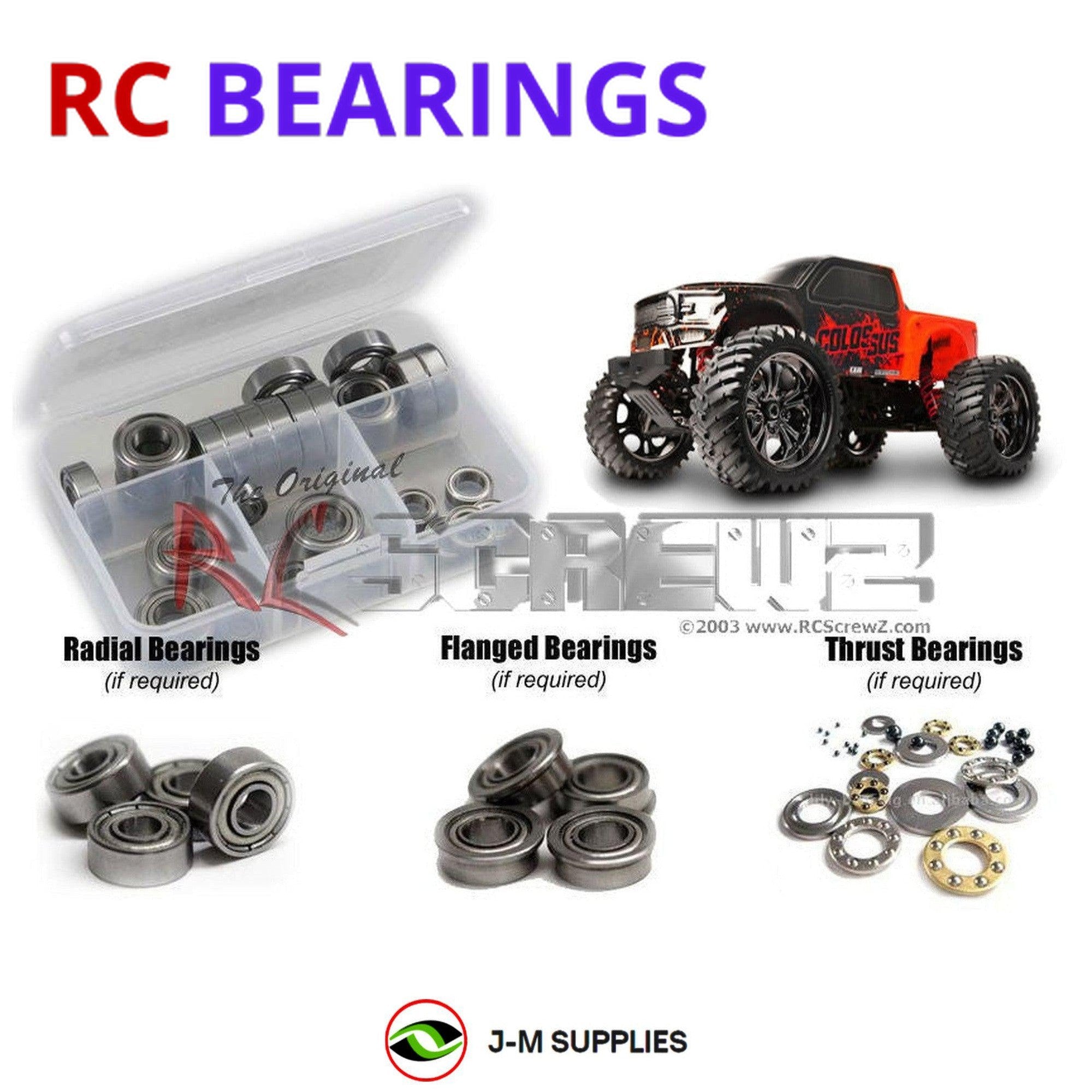 RCScrewZ Metal Shielded Bearing Kit cen028b for CEN Racing Colossus XT 1/7th - Picture 1 of 12