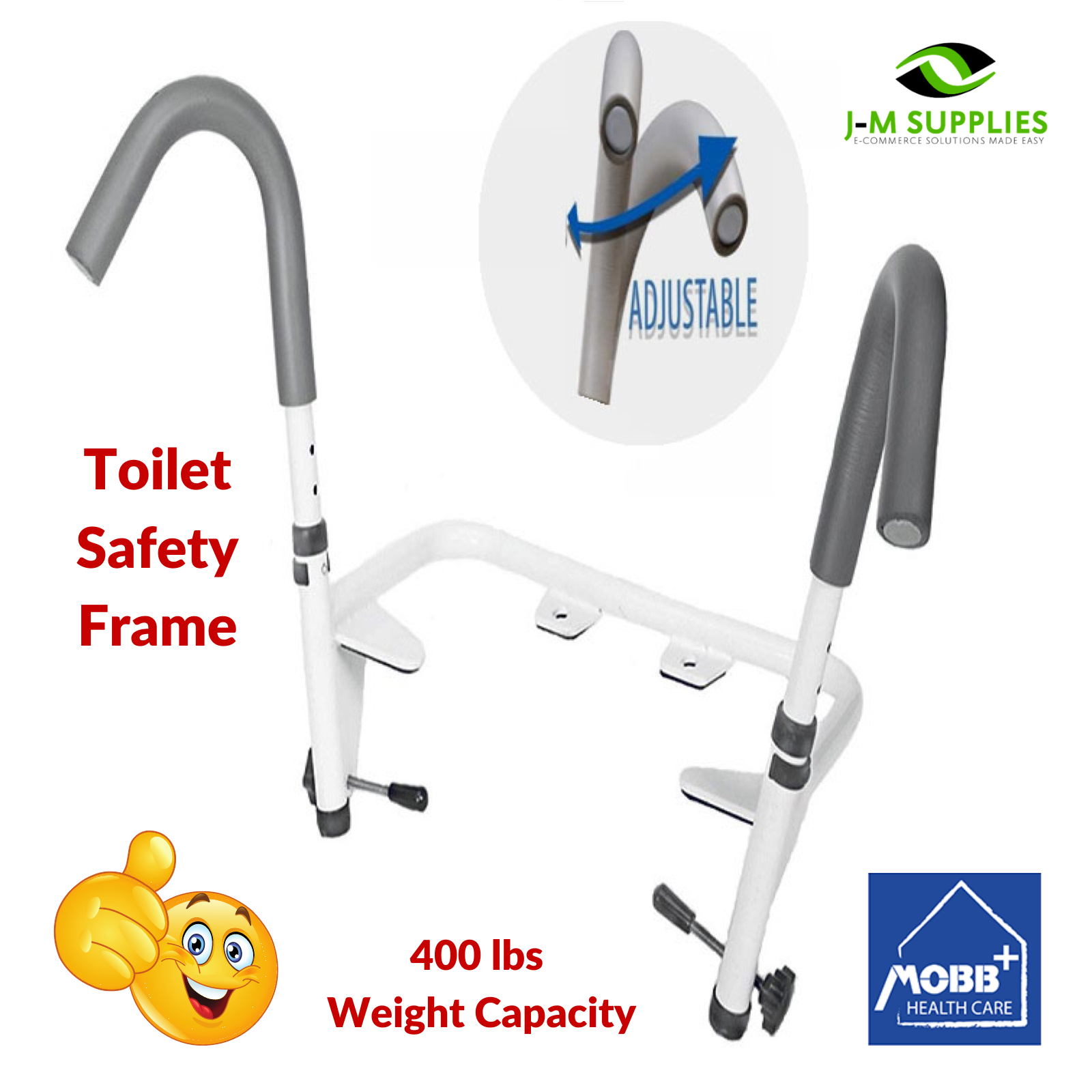 MOBB Healthcare Ultimate Toilet Safety Frame, 400 lbs, For All Standard Toilets - Picture 3 of 12