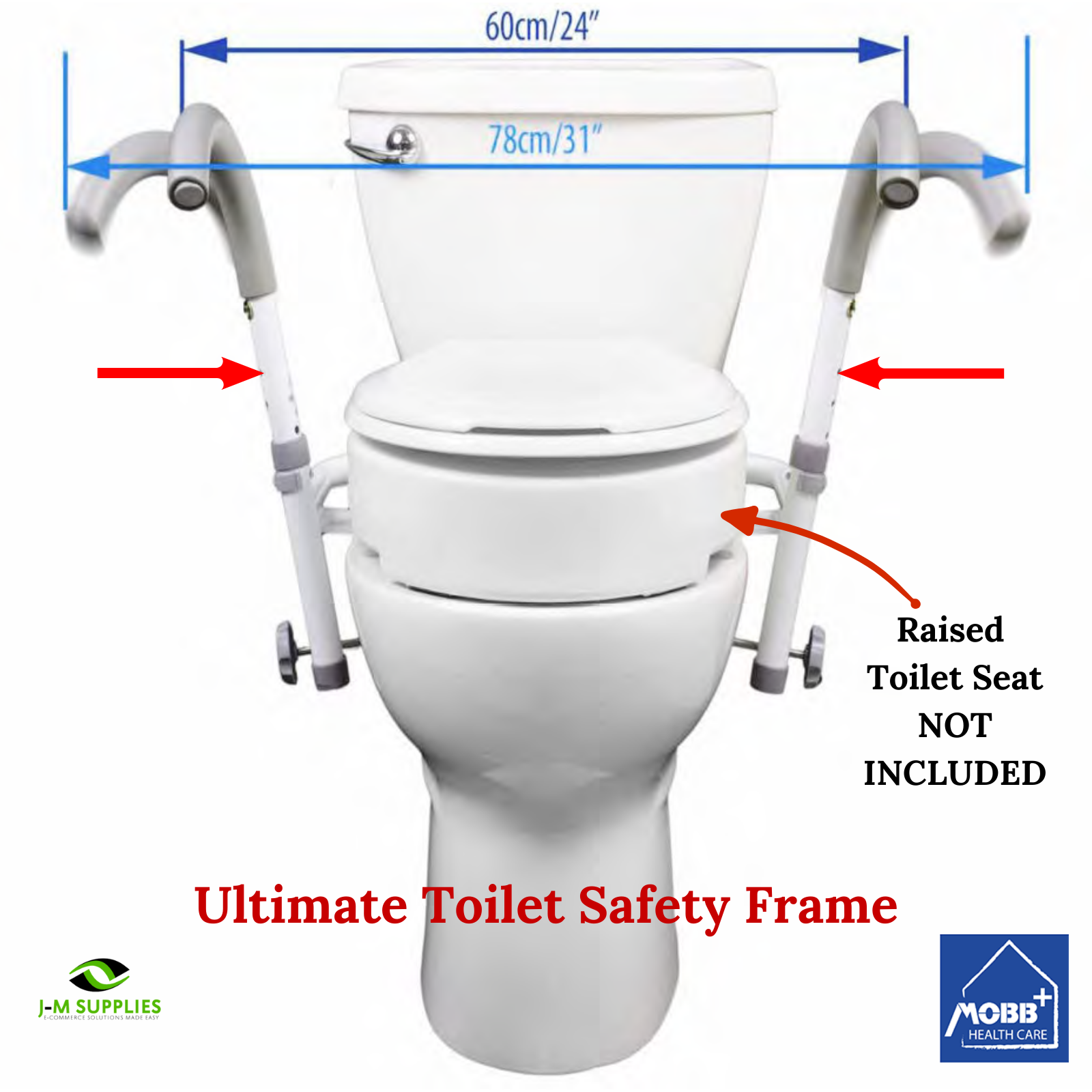 MOBB Healthcare Ultimate Toilet Safety Frame, 400 lbs, For All Standard Toilets - Picture 6 of 12