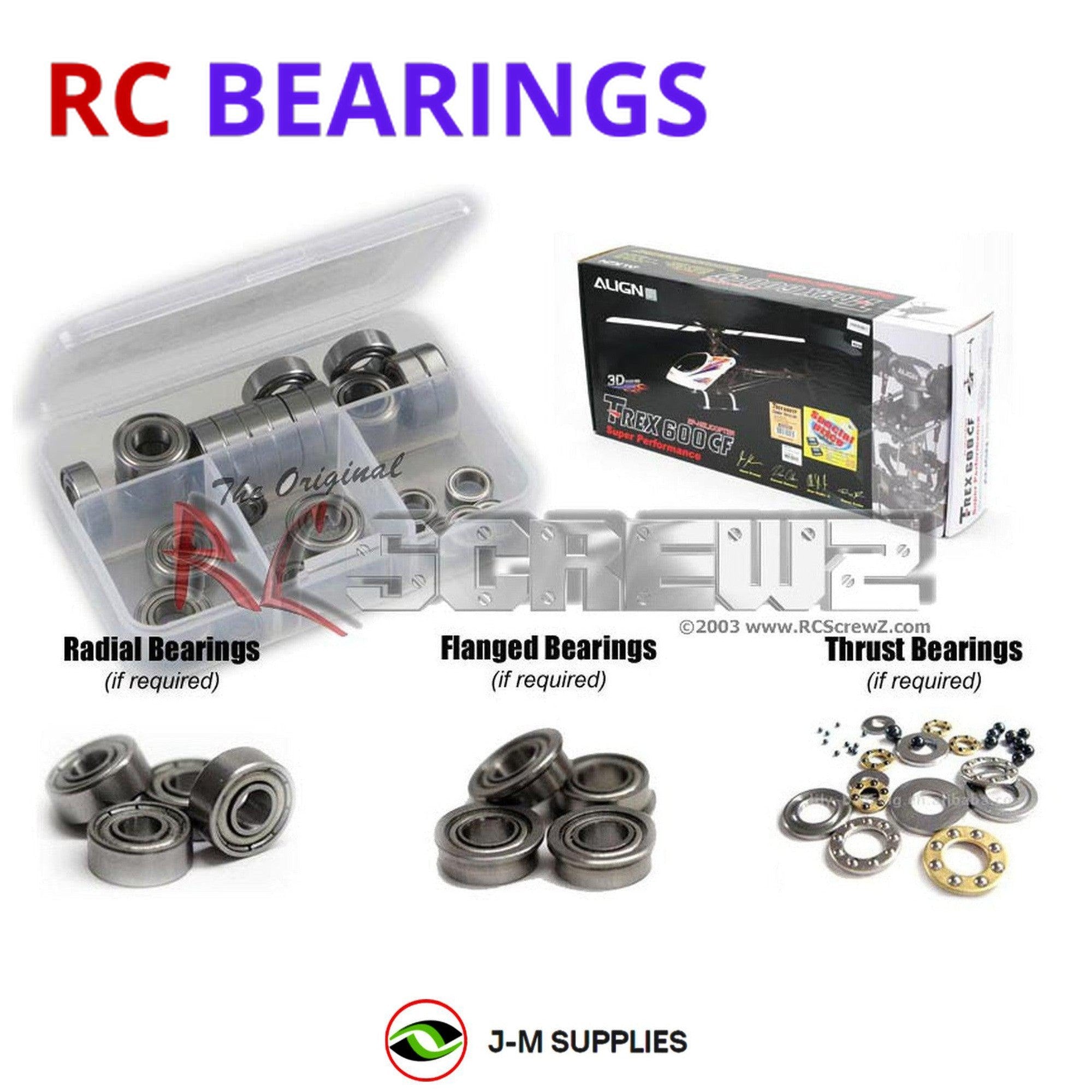 RCScrewZ Metal Shielded Bearing Kit alg002b for Align T-REX 600/CF Heli - Picture 1 of 12