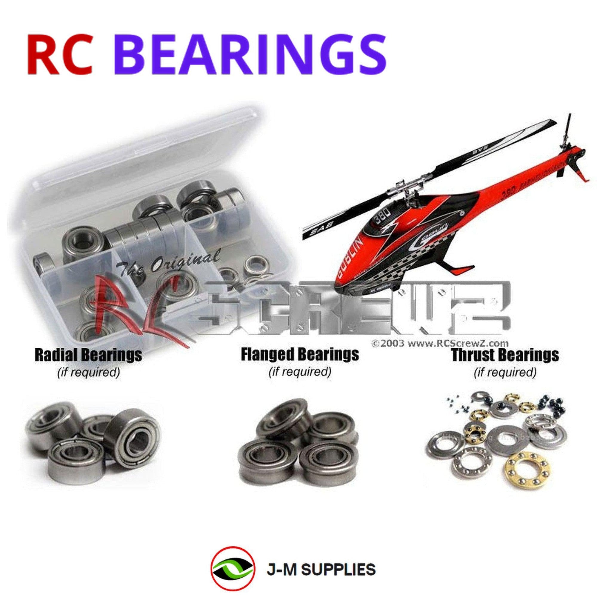 RCScrewZ Metal Shielded Bearing Kit gob006b for Goblin 380 Series Heli - Picture 1 of 12