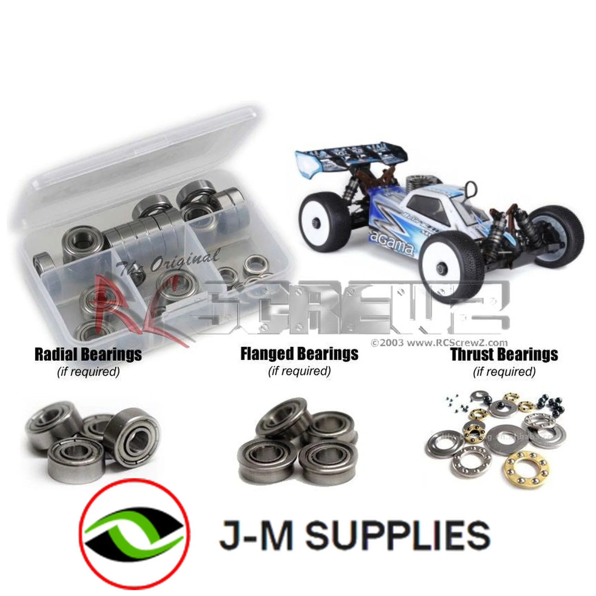 RCScrewZ Metal Shielded Bearing Kit aga003b for Agama Racing A215/SV 1/8th Buggy - Picture 1 of 12