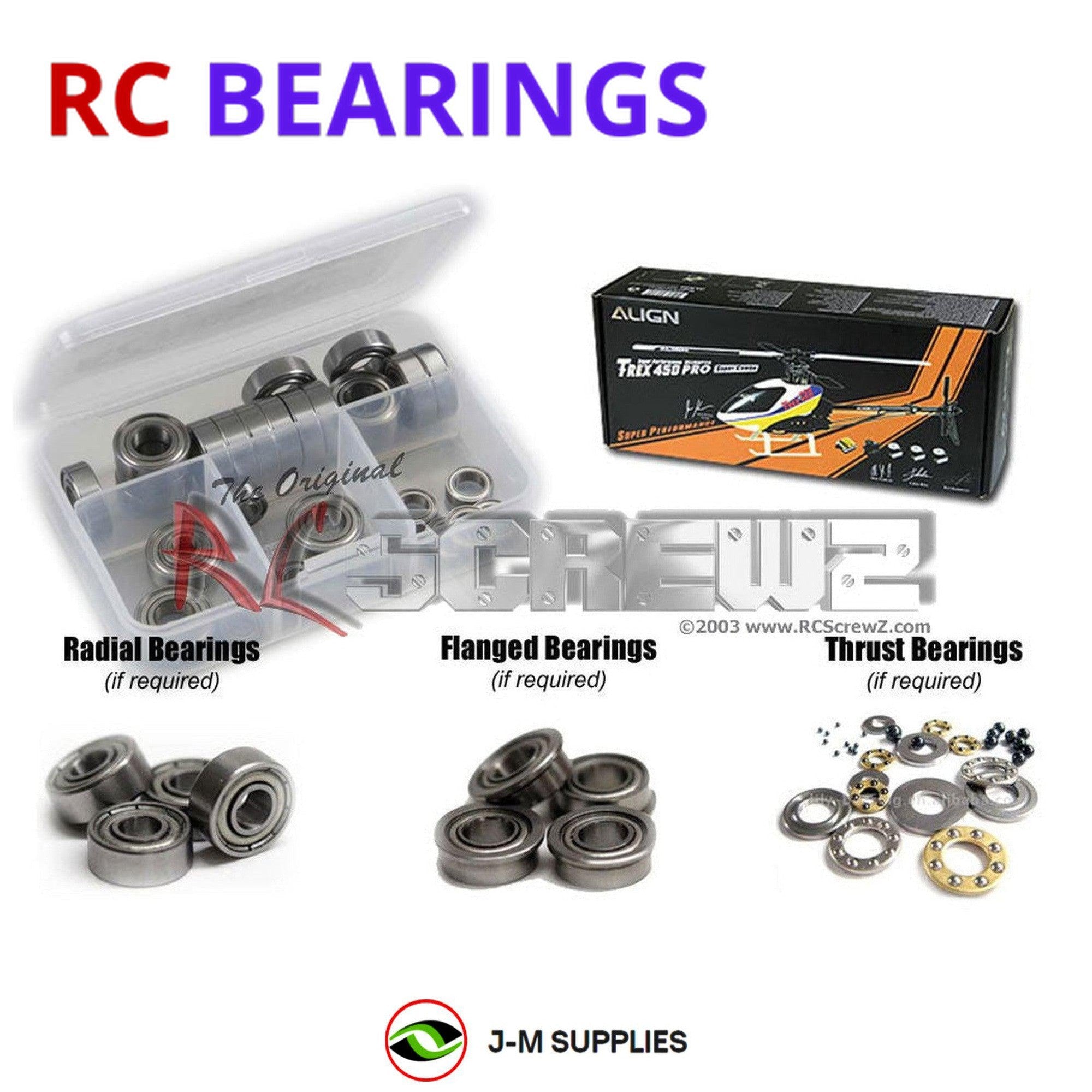 RCScrewZ Metal Shielded Bearings alg008b for Align T-REX 450 Pro #KX015074 Heli - Picture 1 of 12