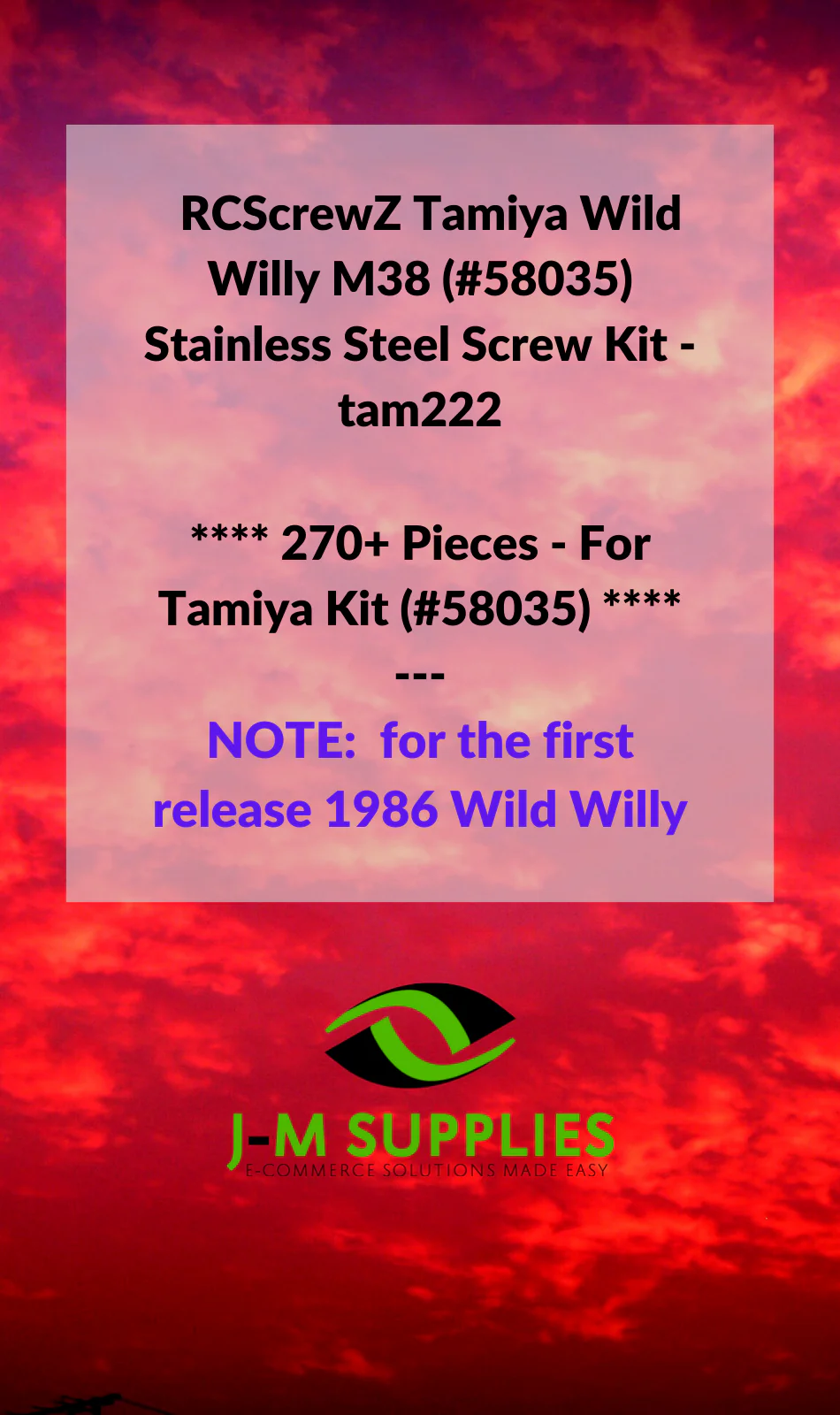 RCScrewZ Stainless Screw Kit tam222 for Tamiya Wild Willy M38 #58035 RC Stunt RC - Picture 2 of 12