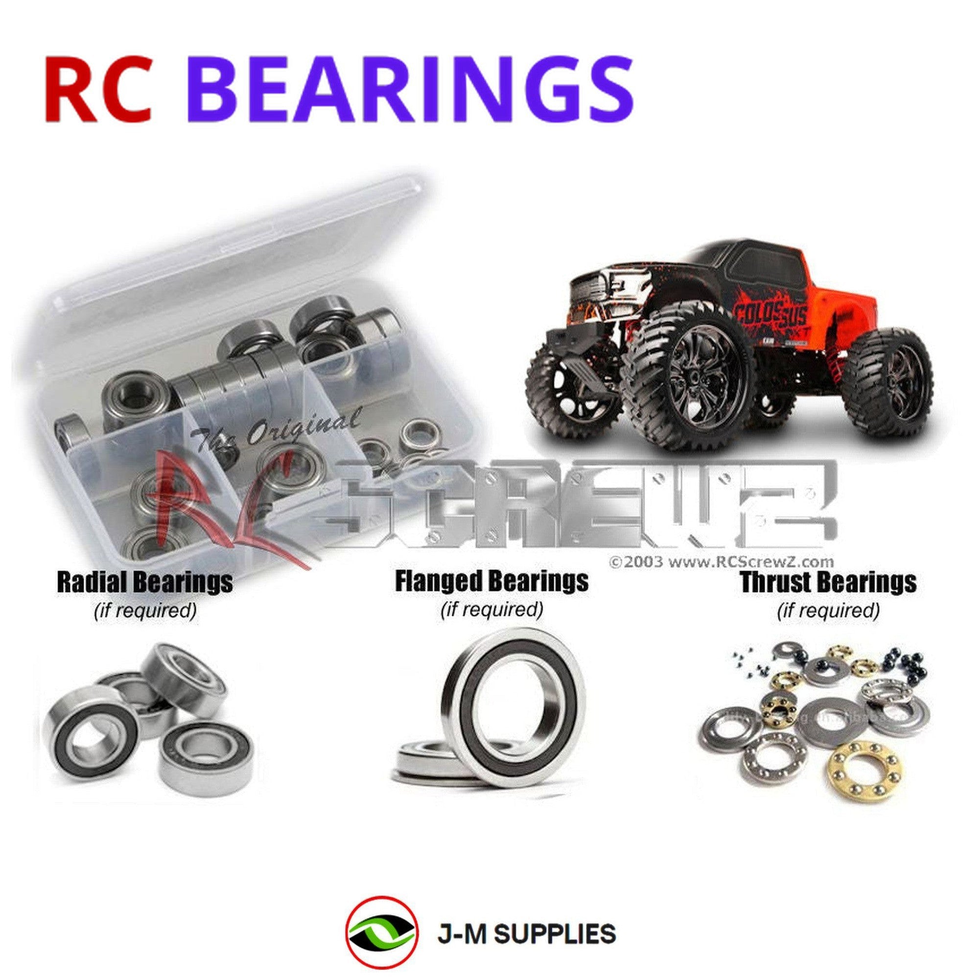 RCScrewZ Rubber Shielded Bearing Kit cen028r for CEN Racing Colossus XT 1/7th - Picture 1 of 12