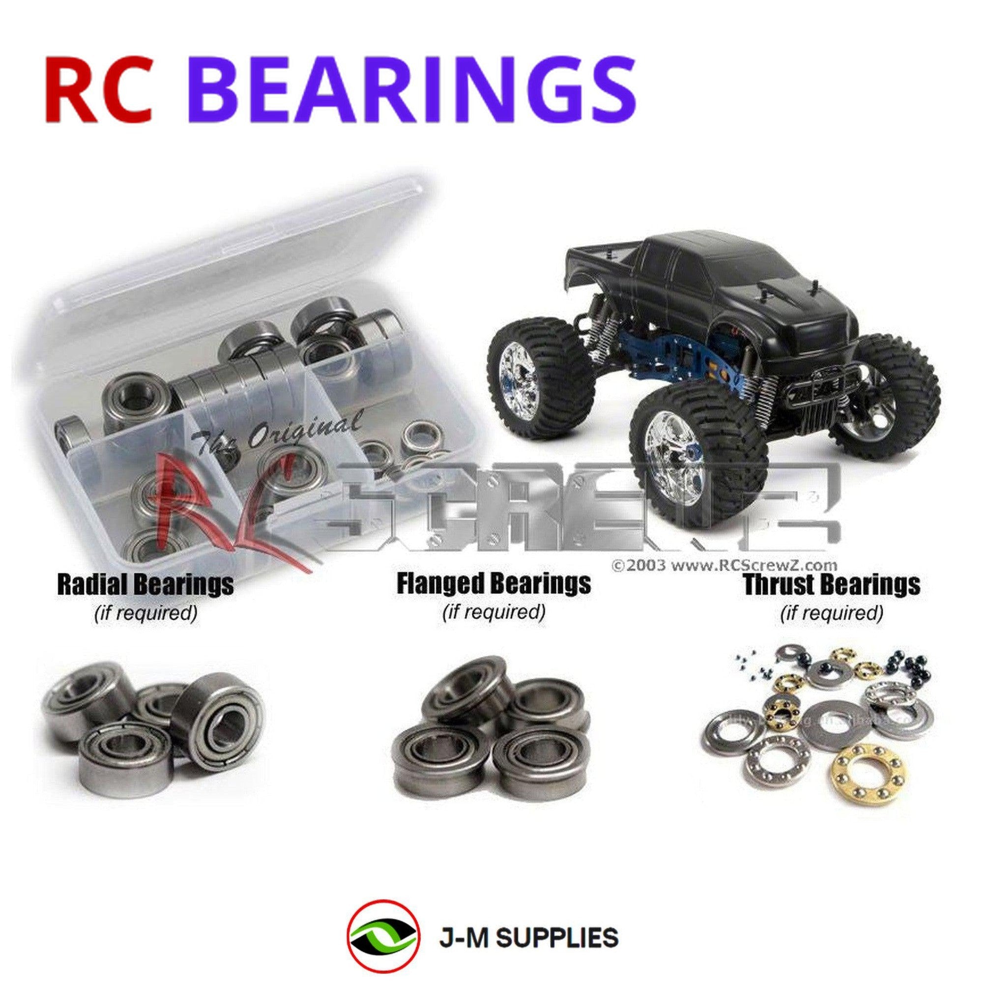 RCScrewZ Metal Shielded Bearing Kit cen025b for CEN Racing Colossus Brushless - Picture 1 of 12