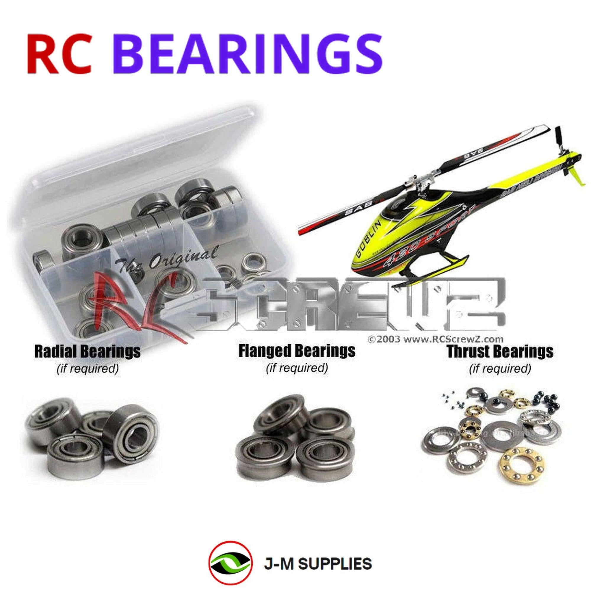 RCScrewZ Metal Shielded Bearing Kit gob009b for Goblin 420/Sport Heli - Picture 1 of 12