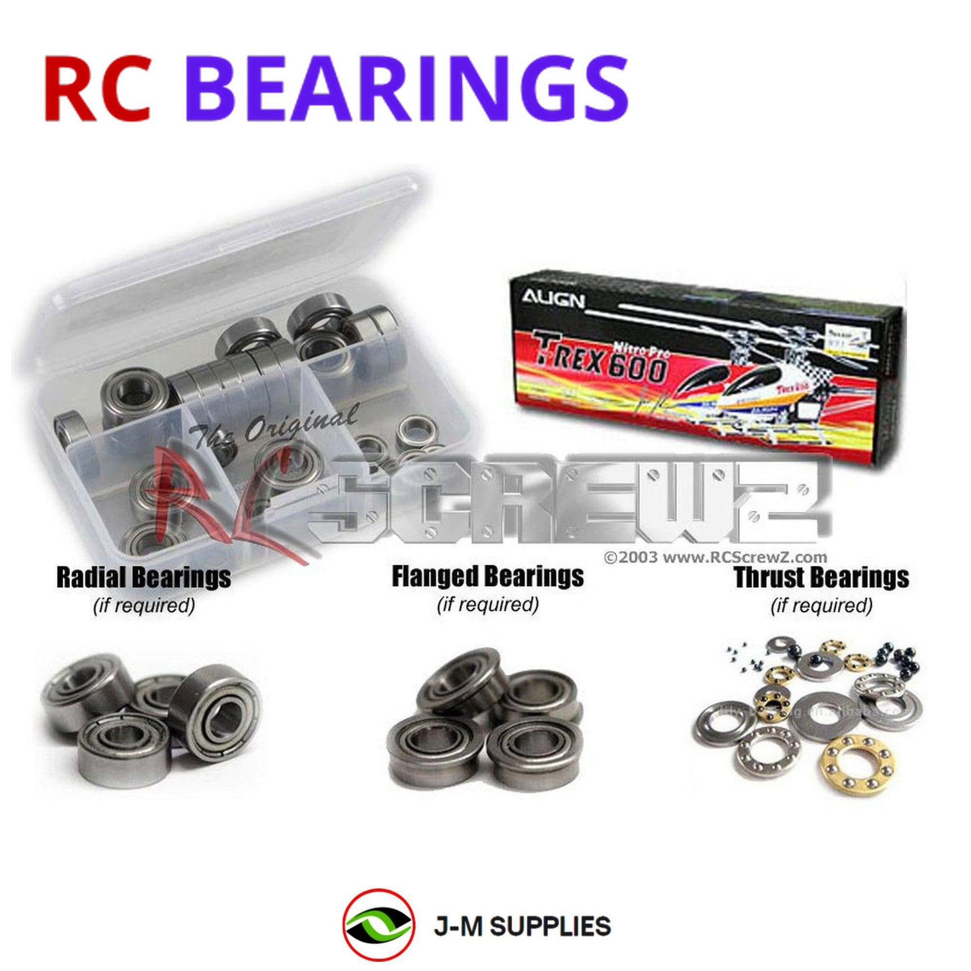 RCScrewZ Metal Shielded Bearings alg004b for Align T-REX 600N #KX0160NPTL Heli - Picture 1 of 12