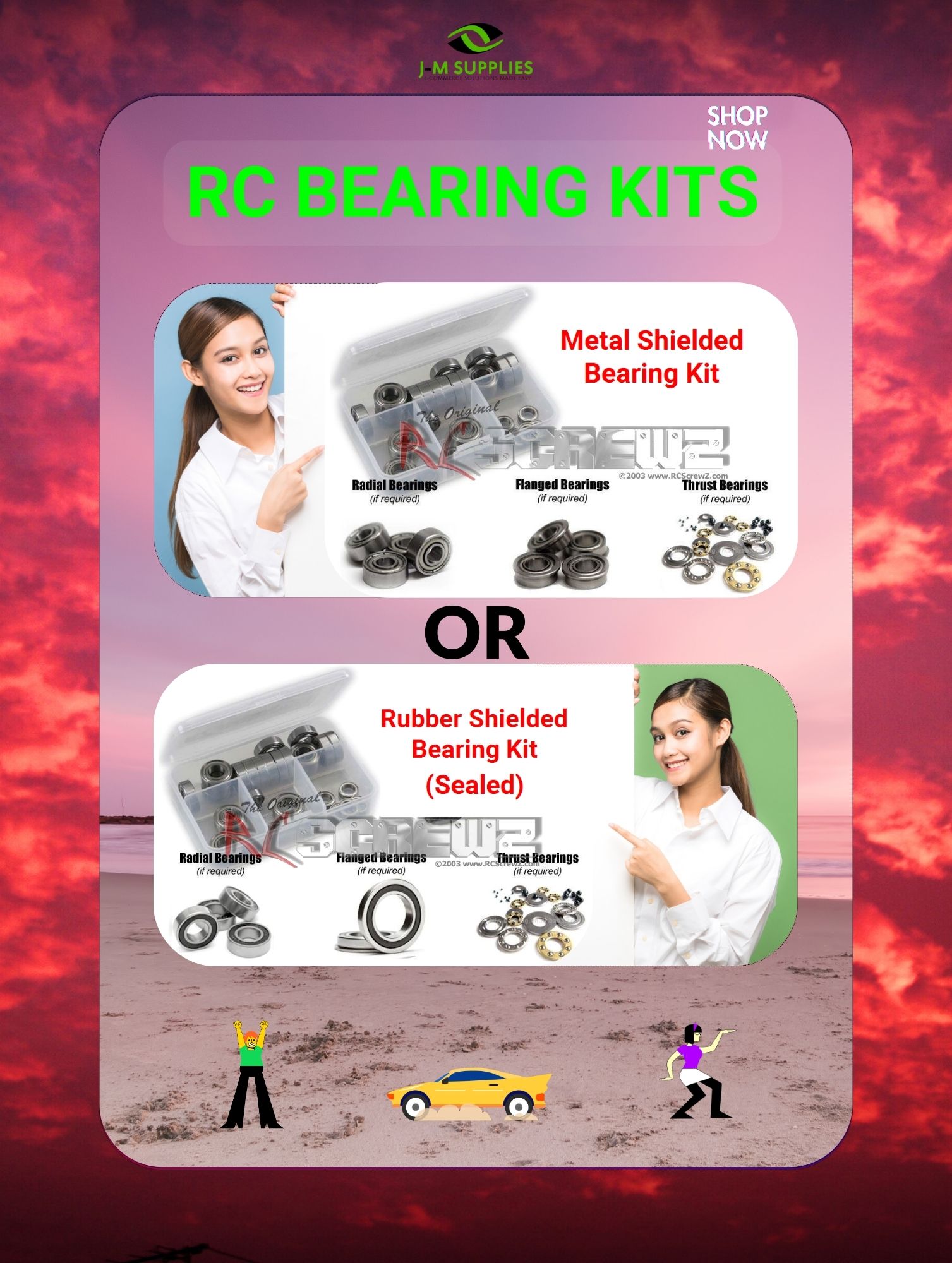 RCScrewZ Metal Shielded Bearings cus006b for Custom Works Rocket Late Model elec - Picture 10 of 12