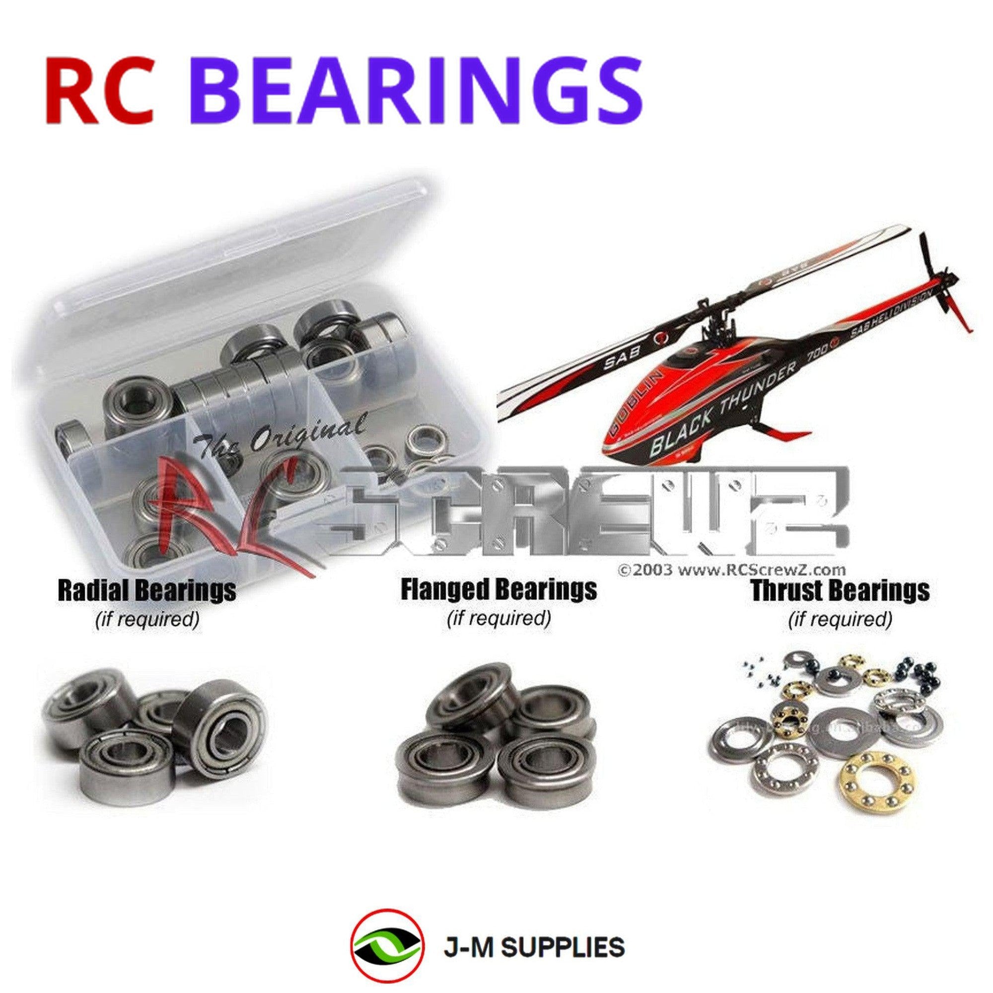 RCScrewZ Metal Shielded Bearing Kit gob011b for Goblin Thunder 650/700 Heli - Picture 1 of 12